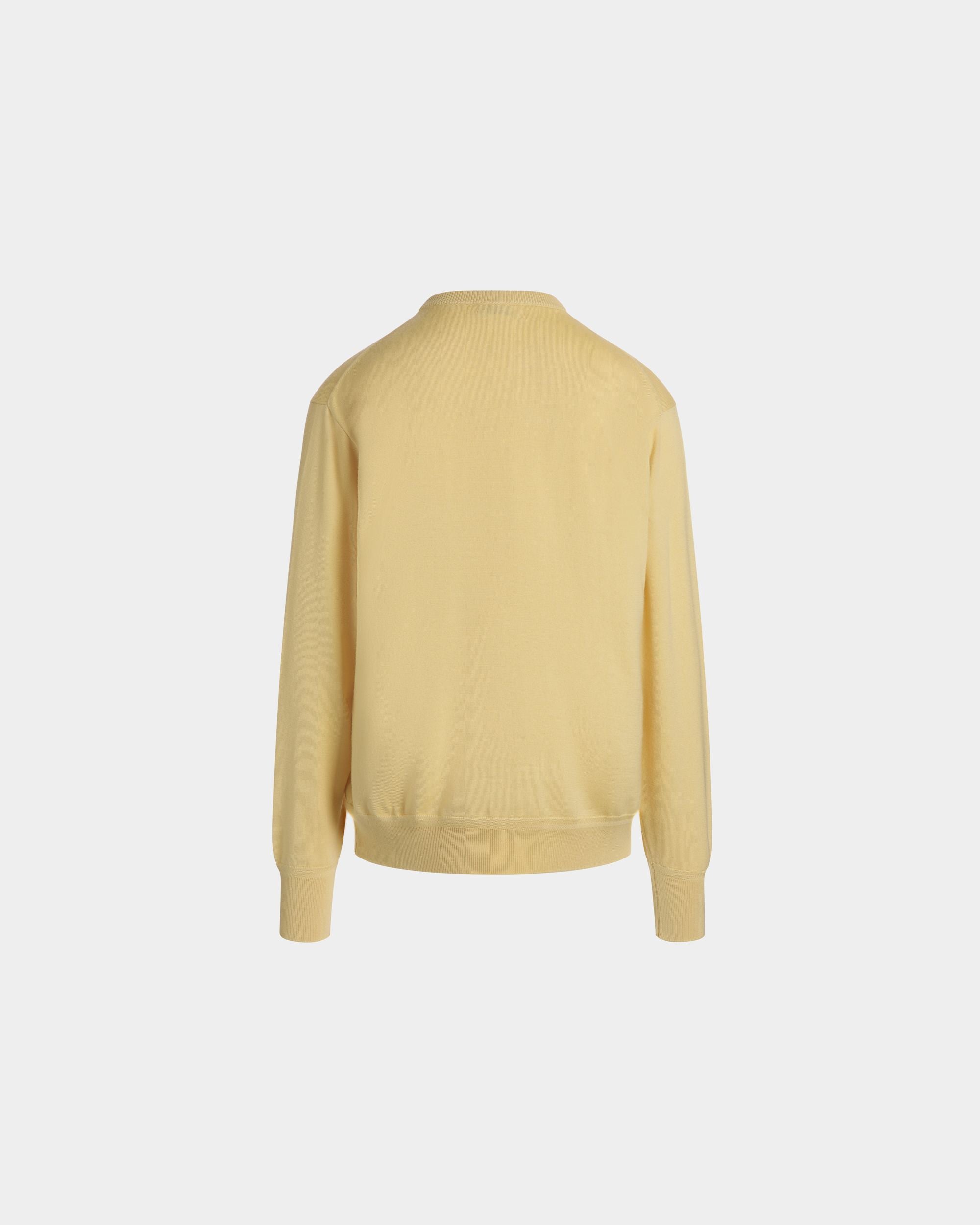 Crewneck Sweater in a Dusty Yellow Wool-Cashmere Blend - Men's - Bally - 07