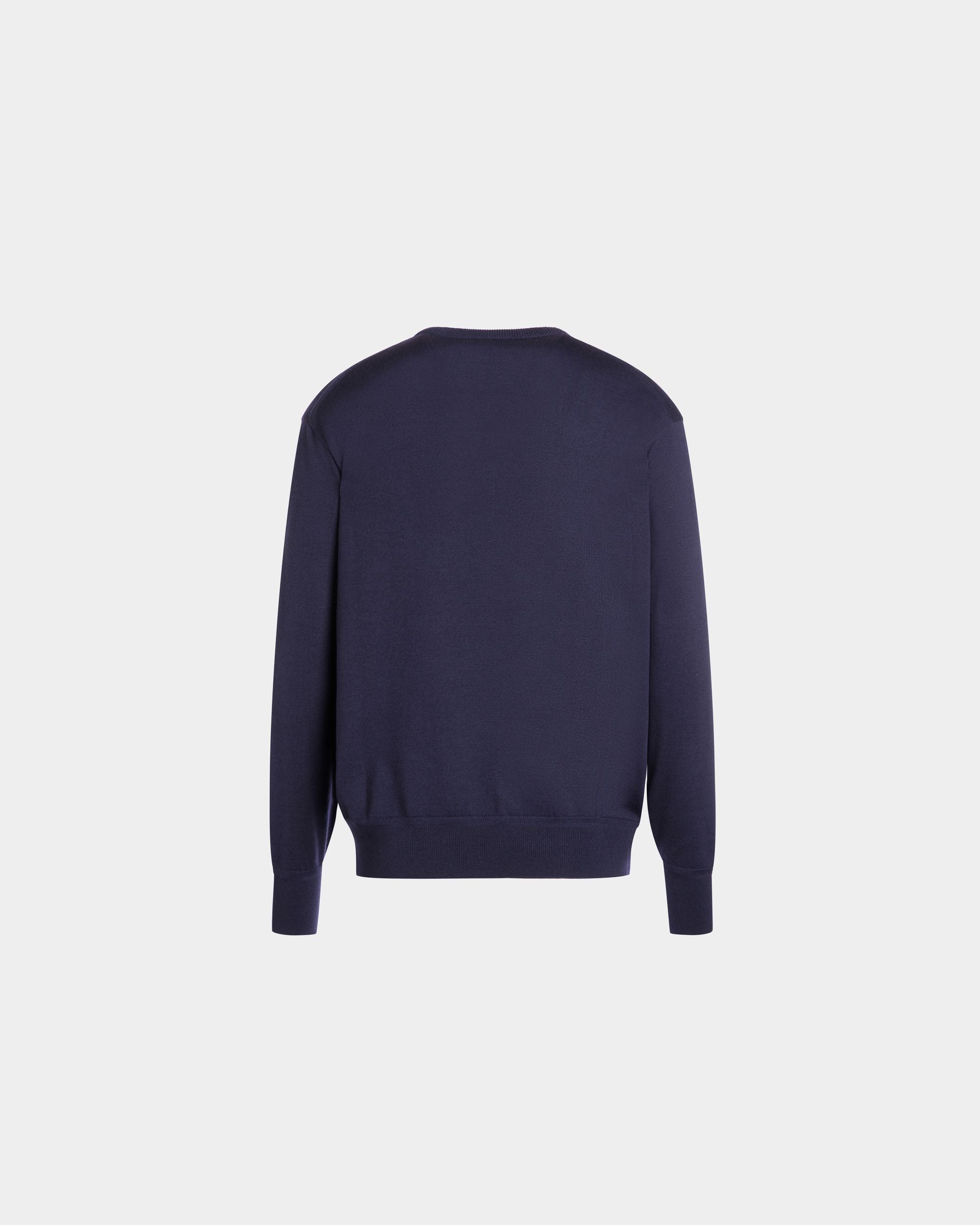 Crewneck Sweater in Navy Blue Wool Cashmere Blend - Men's - Bally - 04