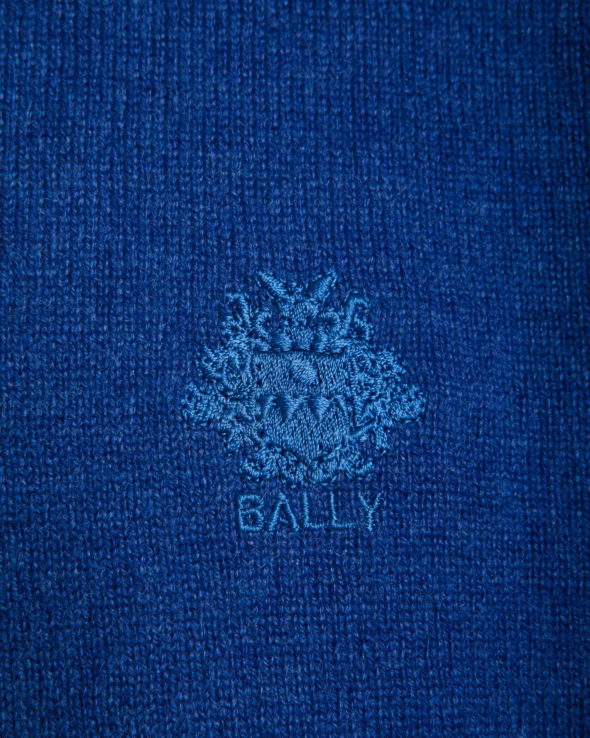 Long Sleeve Polo Shirt With a Bally Crest in Blue Cashmere Blend - Men's - Bally - 02