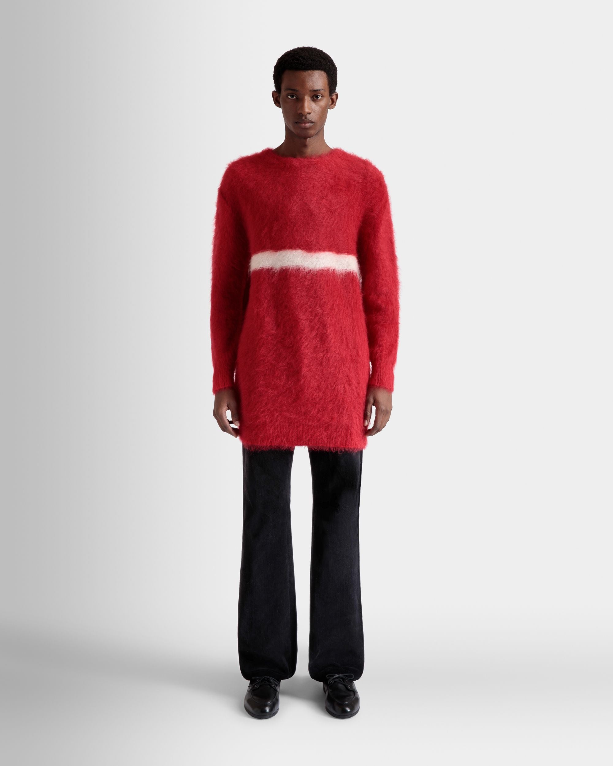Crewneck Sweater In Red Mohair And Silk - Men's - Bally - 02