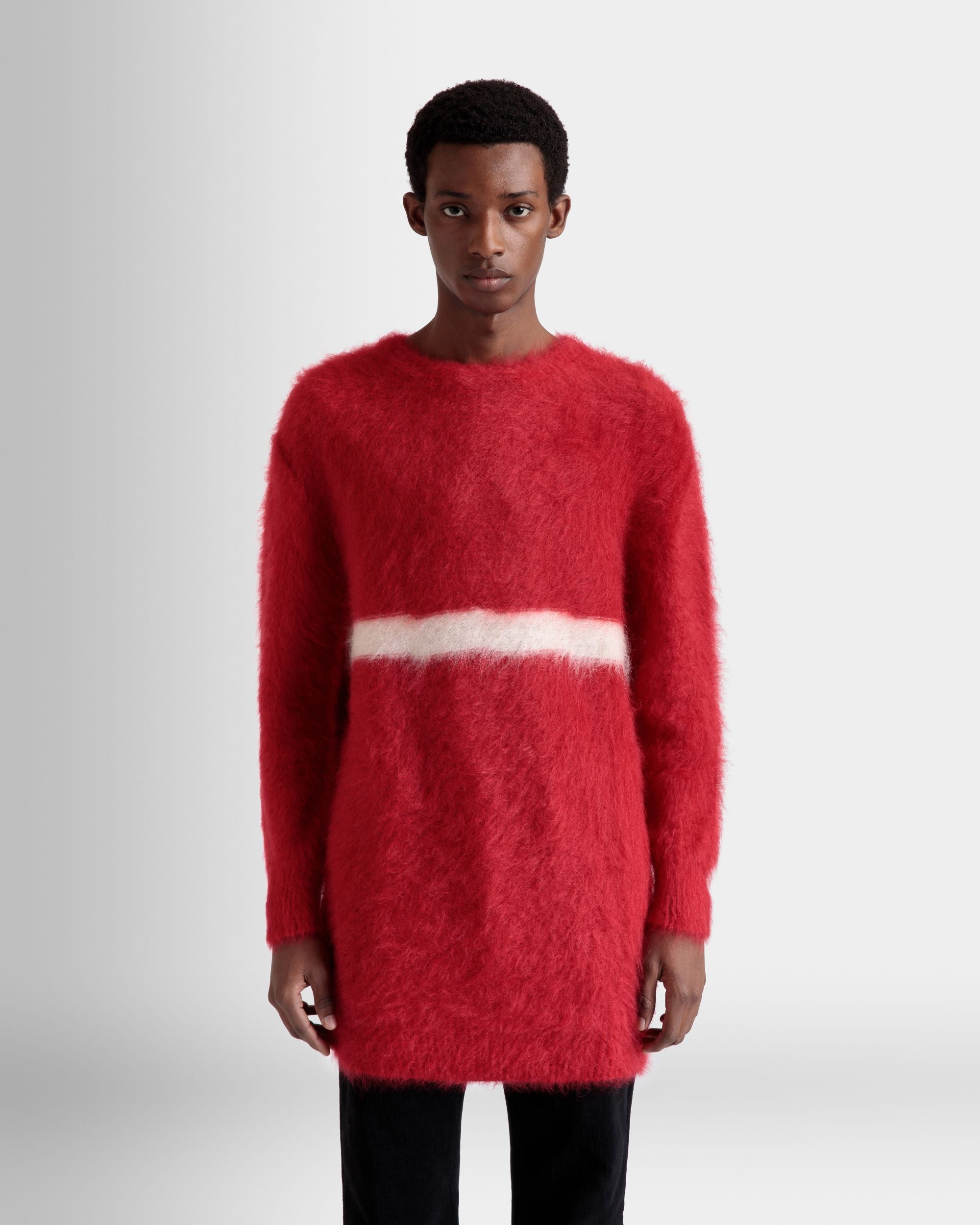 Crewneck Sweater In Red Mohair And Silk - Men's - Bally - 03