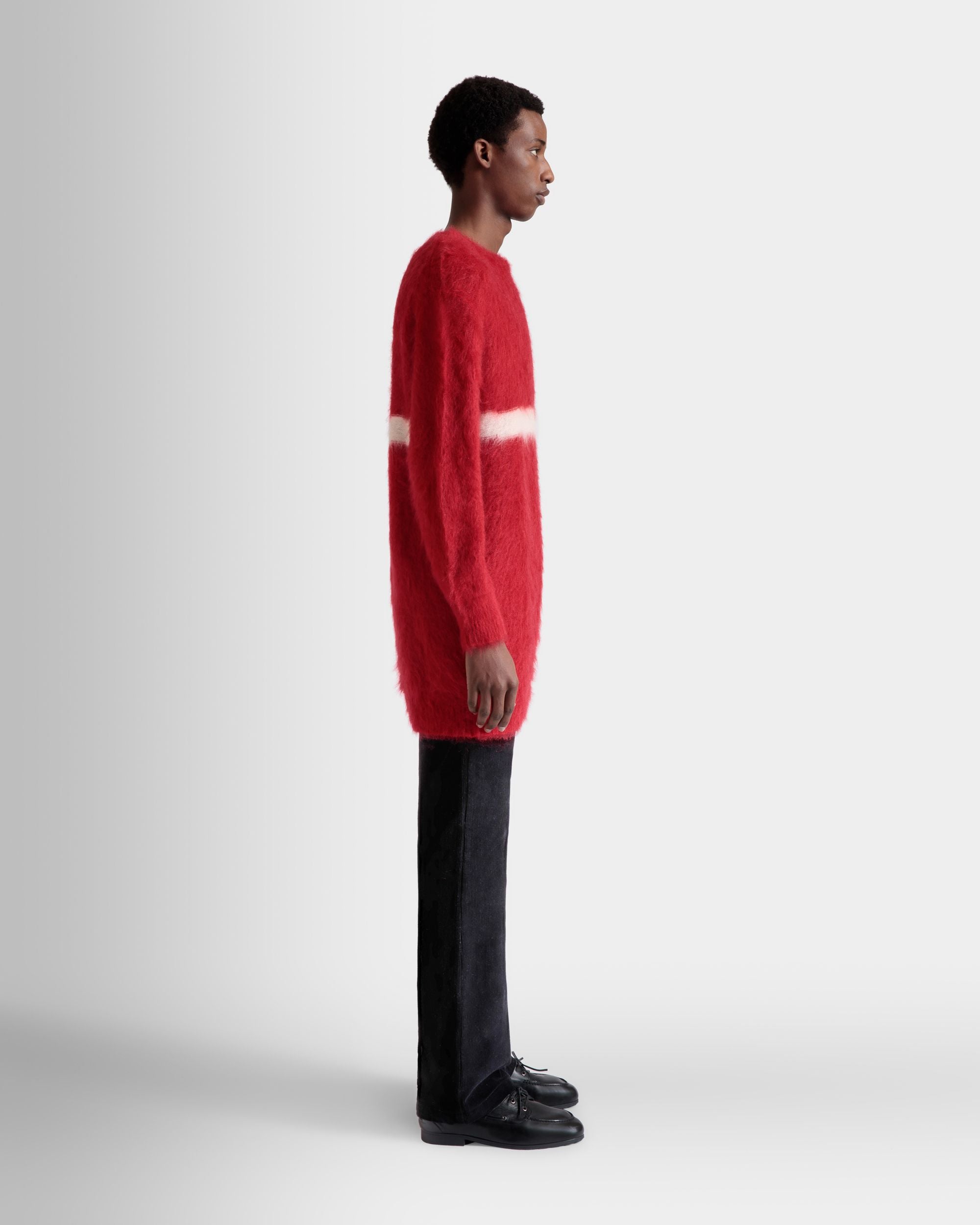 Crewneck Sweater In Red Mohair And Silk - Men's - Bally - 05