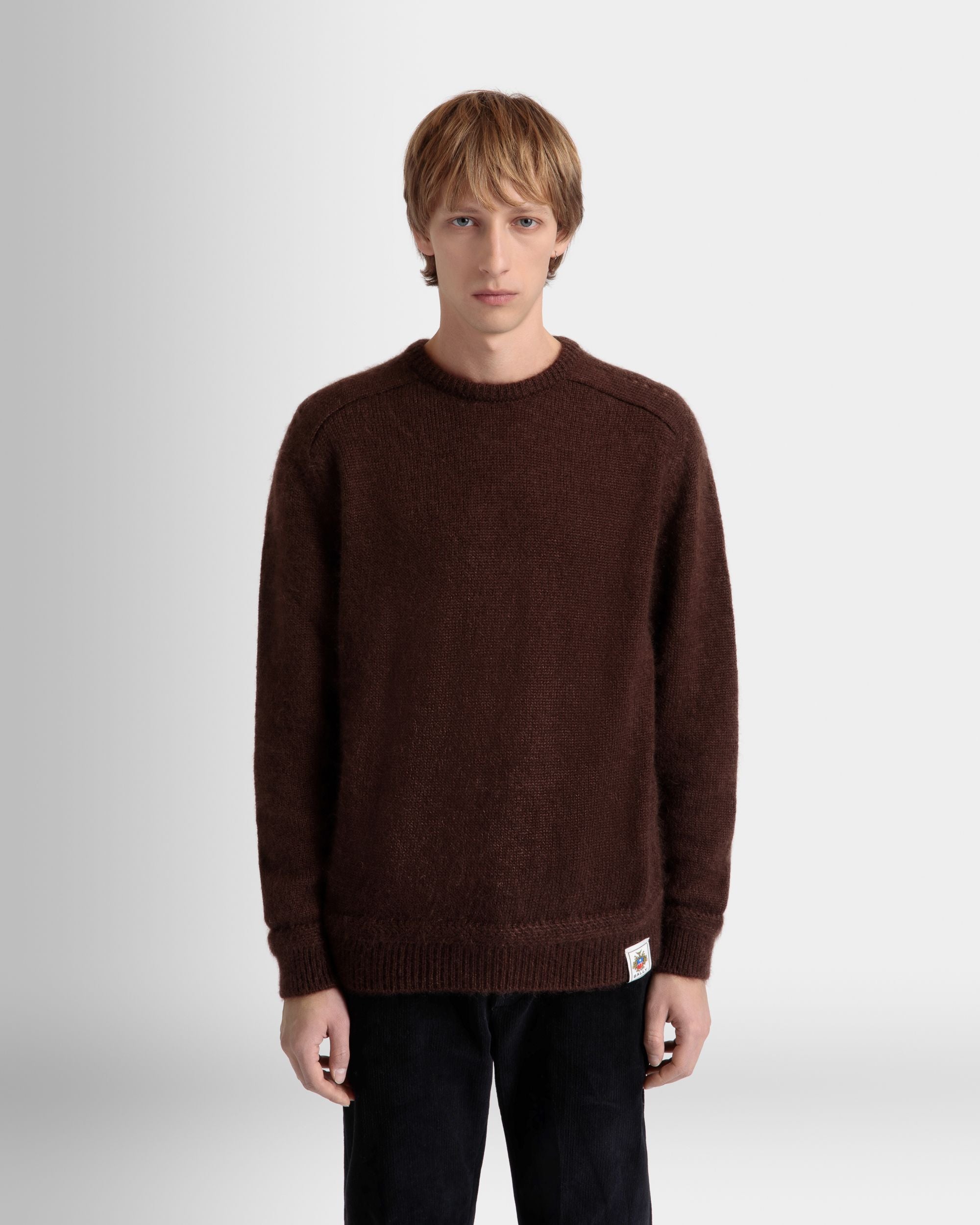 Crewneck Sweater In Brown Mohair And Silk - Men's - Bally - 03