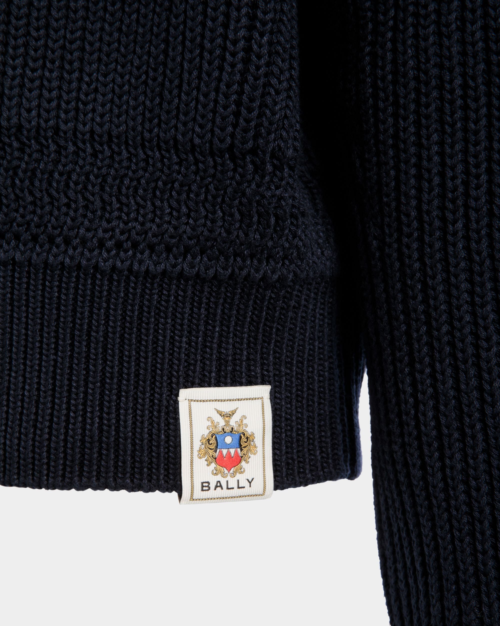 Crewneck Sweater in Navy Blue Cotton - Men's - Bally - 04
