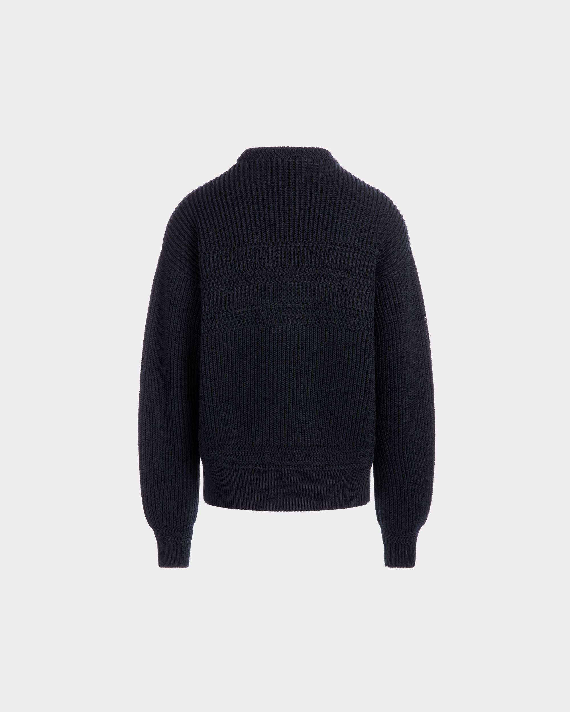 Crewneck Sweater in Navy Blue Cotton - Men's - Bally - 07