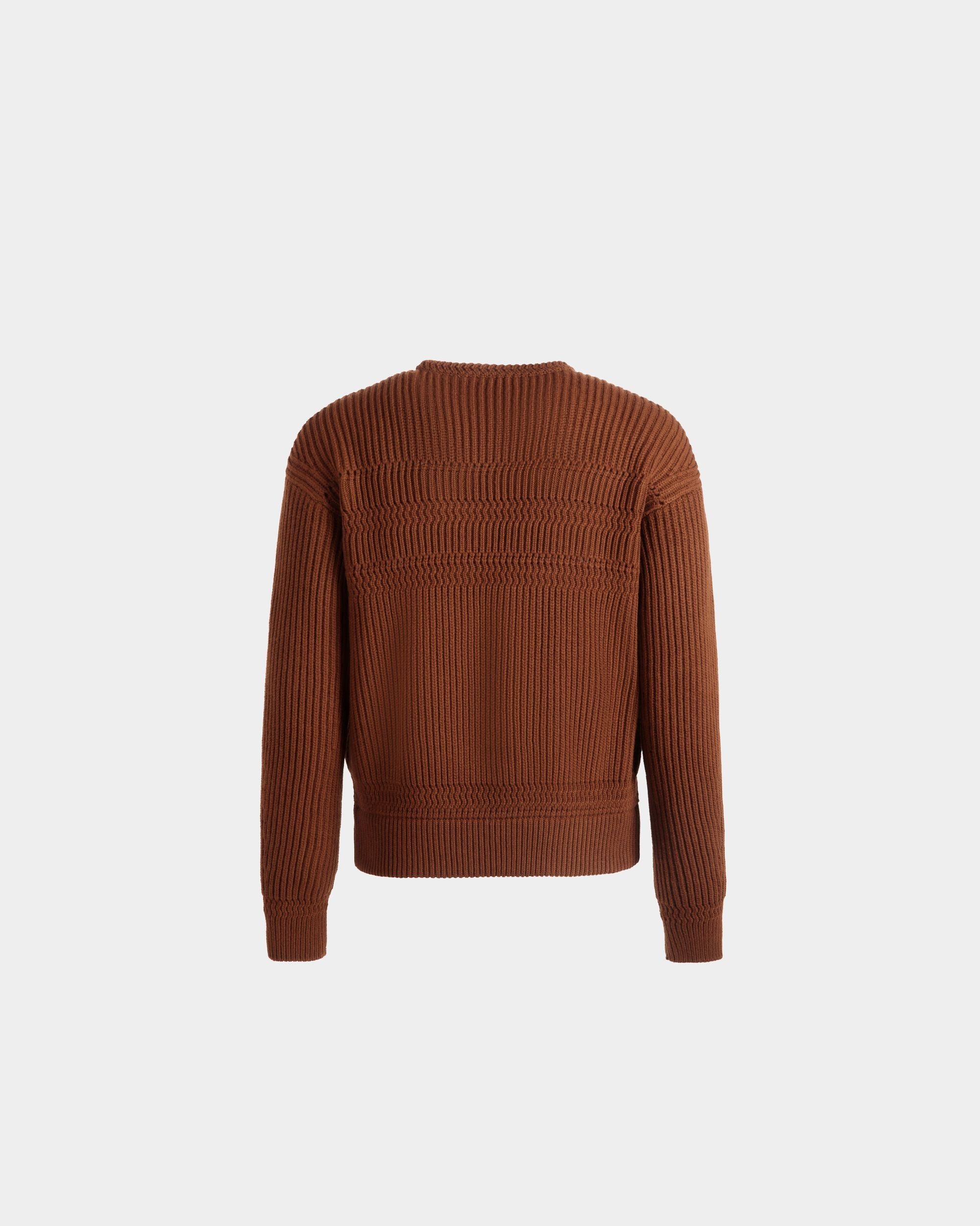 Crewneck Sweater In Brown Wool - Men's - Bally - 03