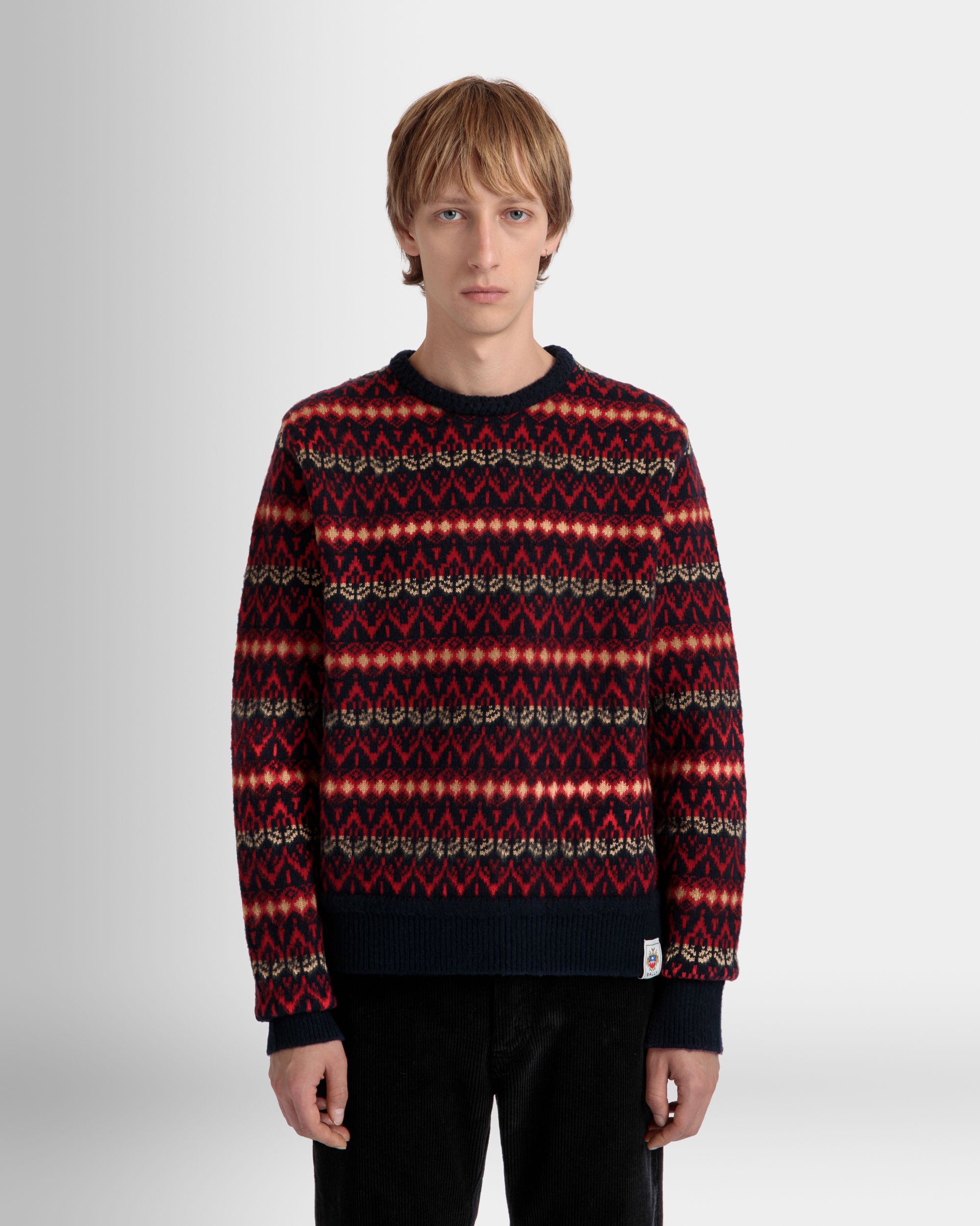 Crewneck Sweater In Multicolor Wool - Men's - Bally - 03