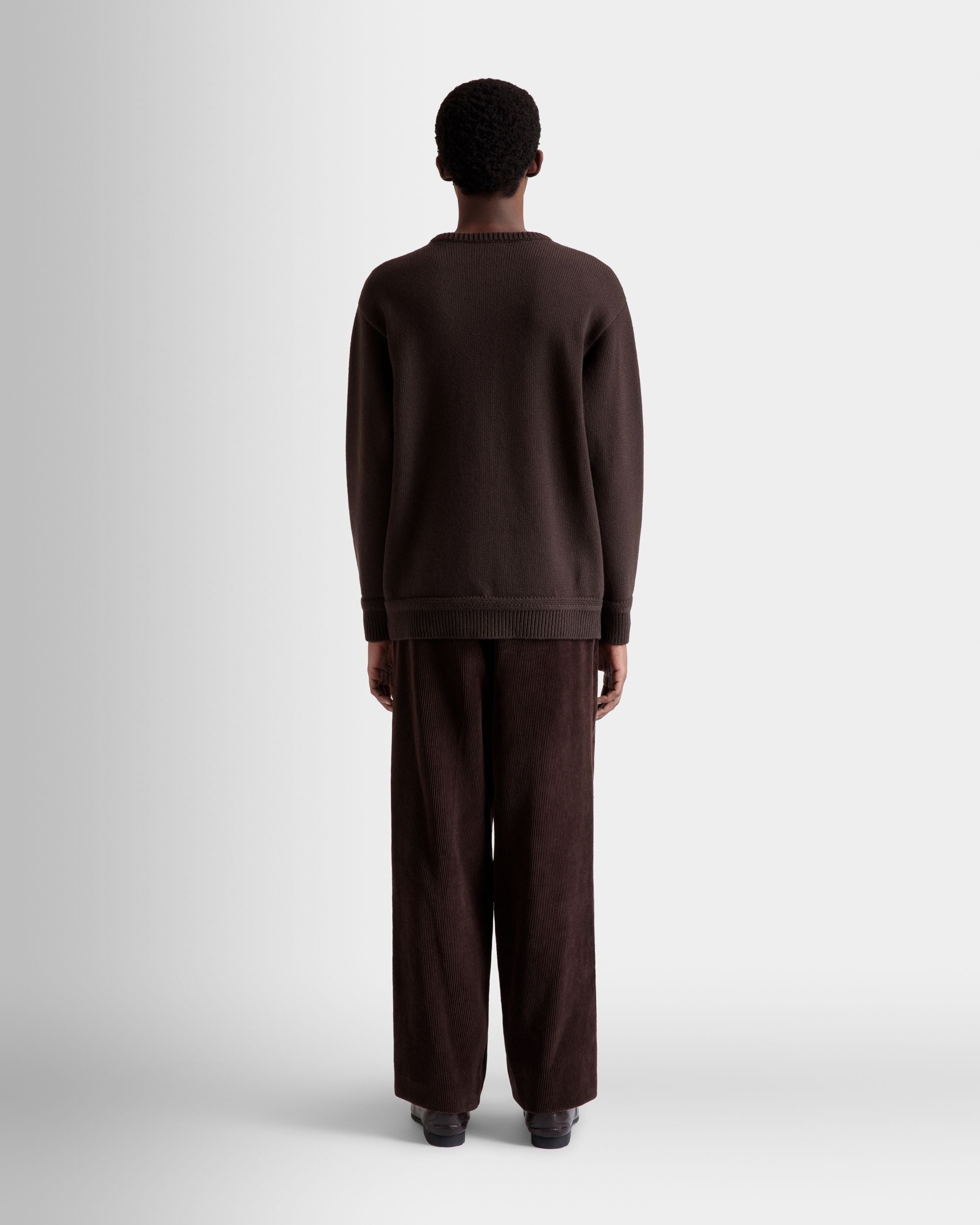 Winter Capsule Crewneck Sweater With Alpine Flowers in Ebano Wool - Men's - Bally - 06