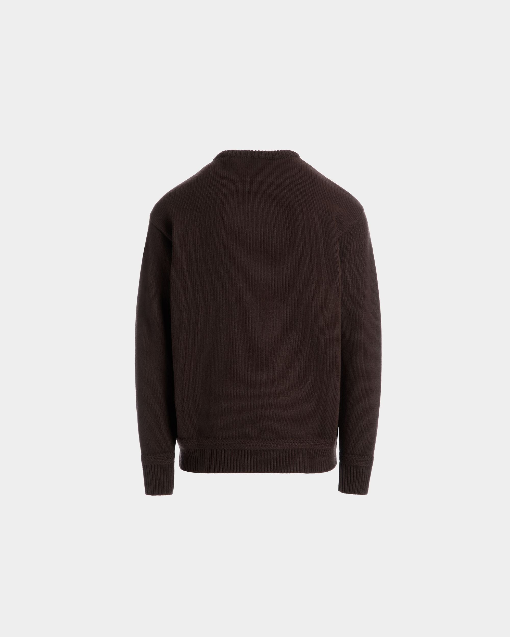 Winter Capsule Crewneck Sweater With Alpine Flowers in Ebano Wool - Men's - Bally - 07