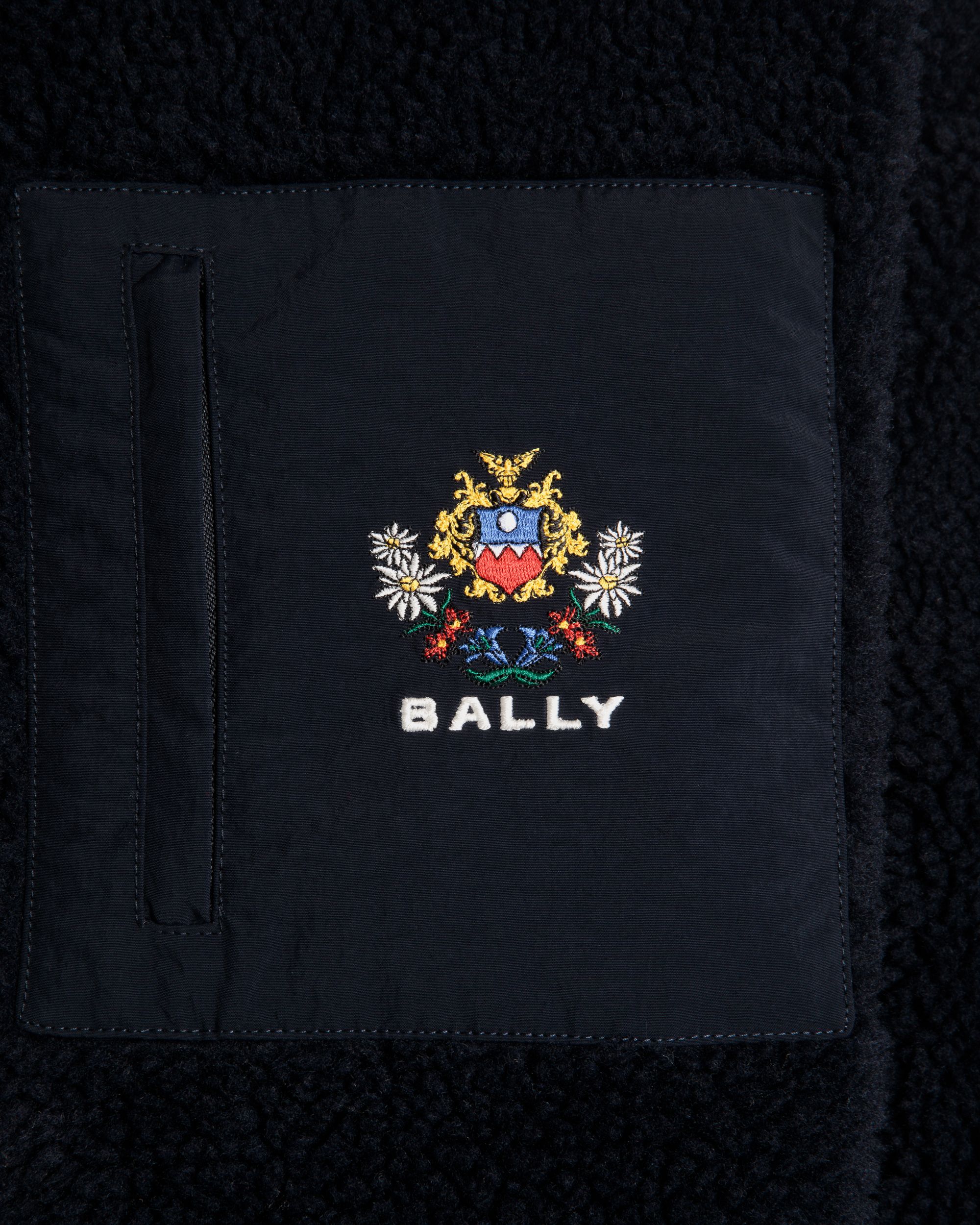 Winter Capsule Full Zip Sweashirt With Alpine Flowers in Navy Blue Fleece - Men's - Bally - 04