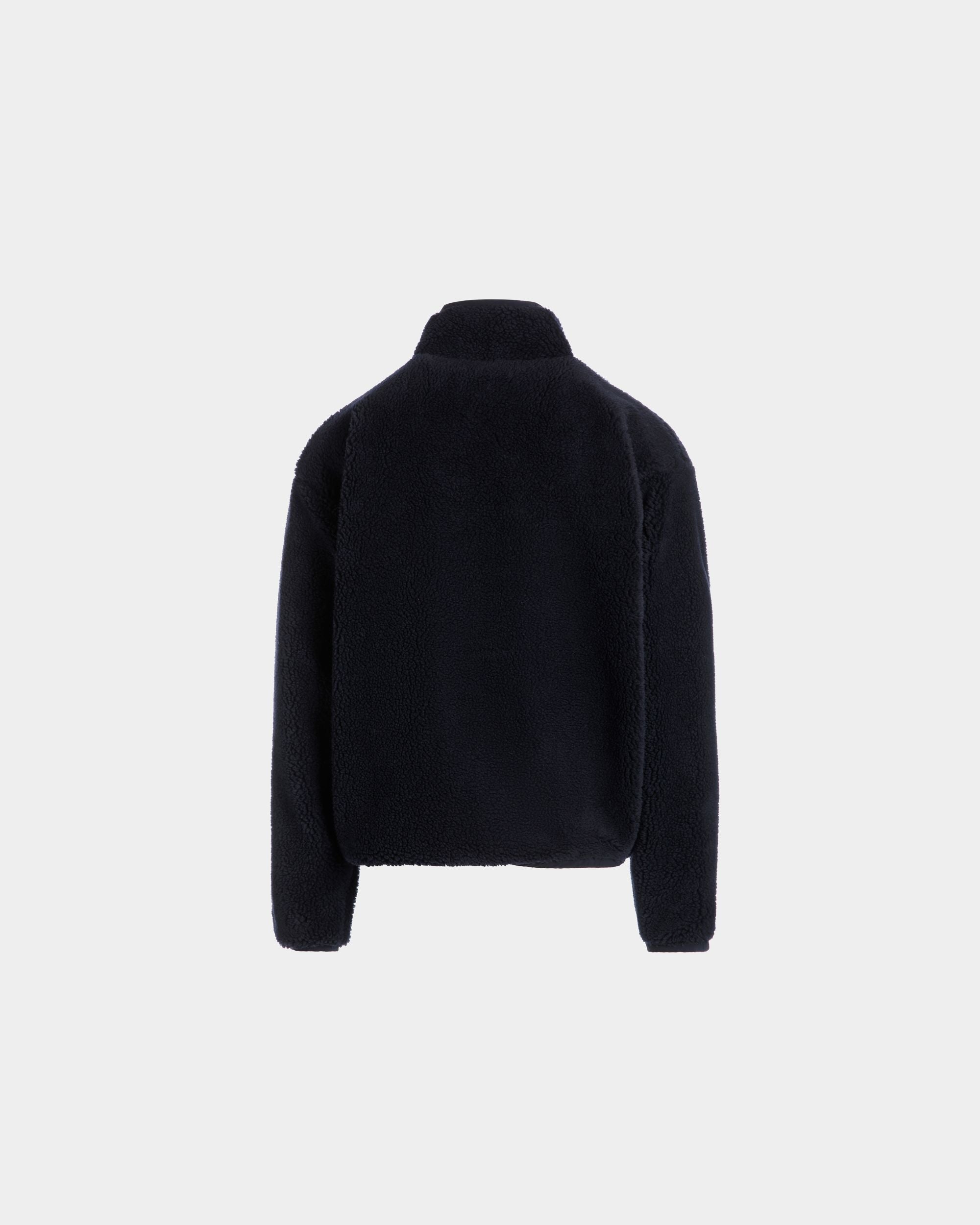Winter Capsule Full Zip Sweashirt With Alpine Flowers in Navy Blue Fleece - Men's - Bally - 07