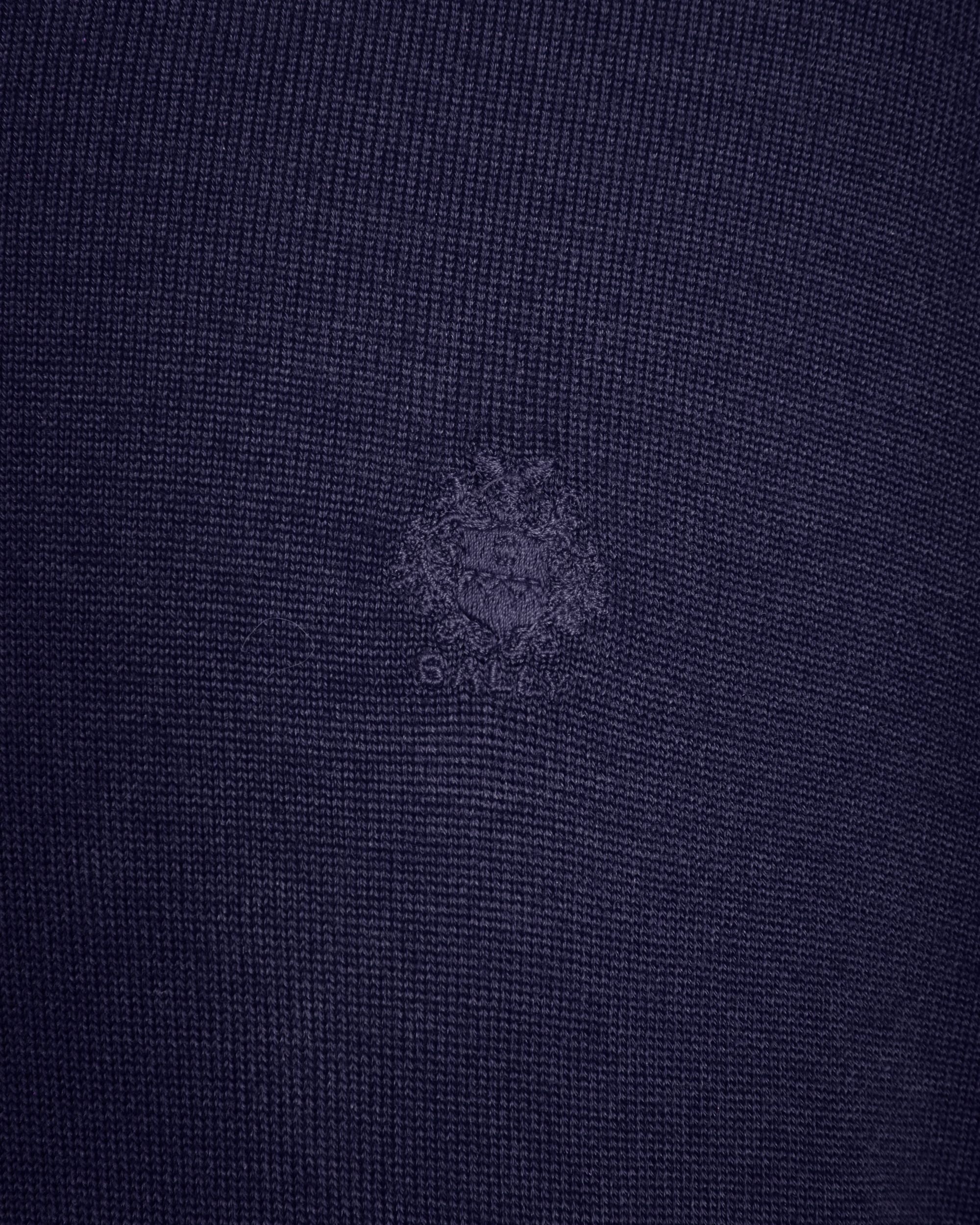 Polo Shirt in Navy Blue Wool and Cashmere with an Embroidered Crest - Men's - Bally - 02