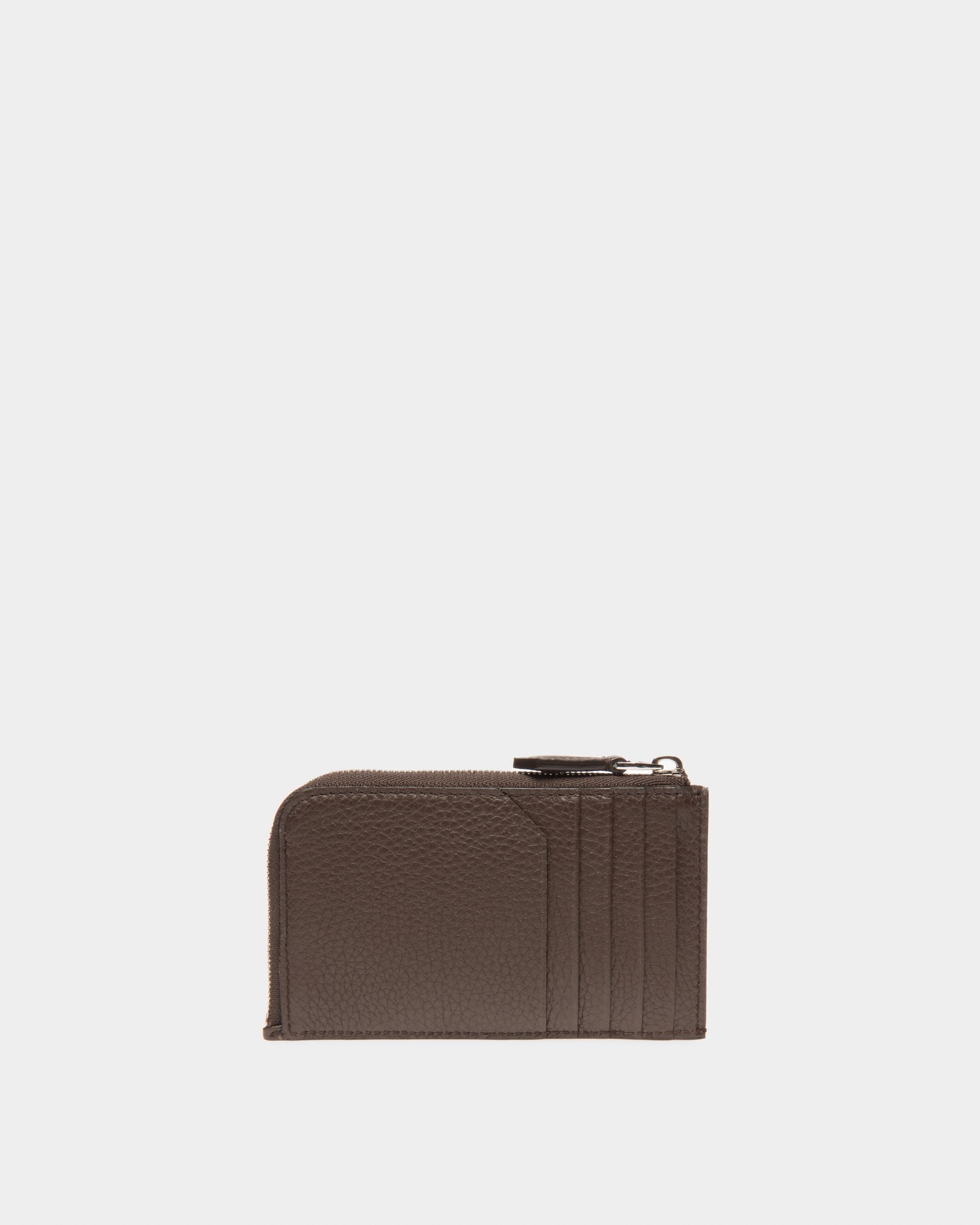 Scord Leather Card Holder In Ebony Brown - Men's - Bally - 02