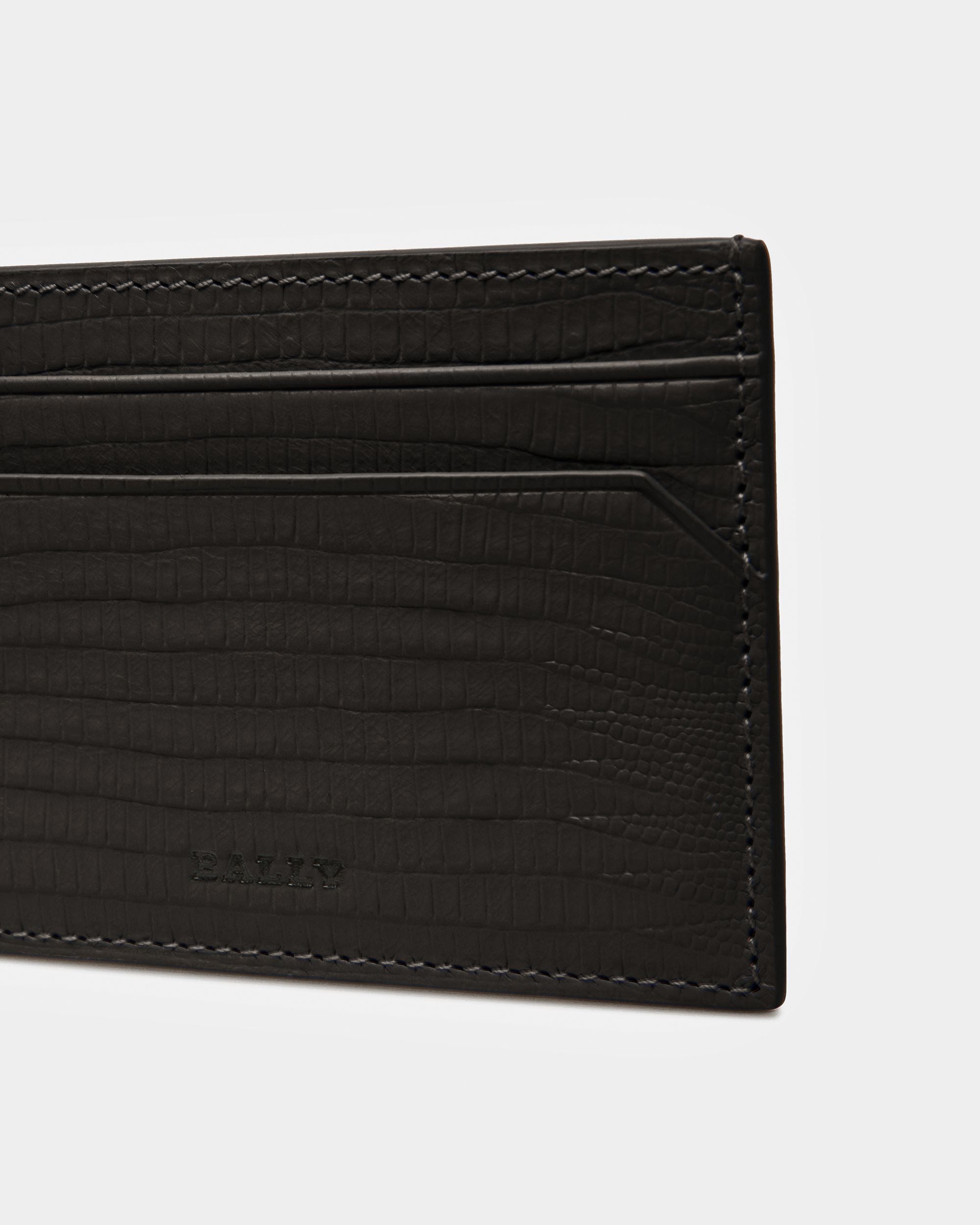 Bhar Embossed Leather Card Holder In Black - Men's - Bally - 04
