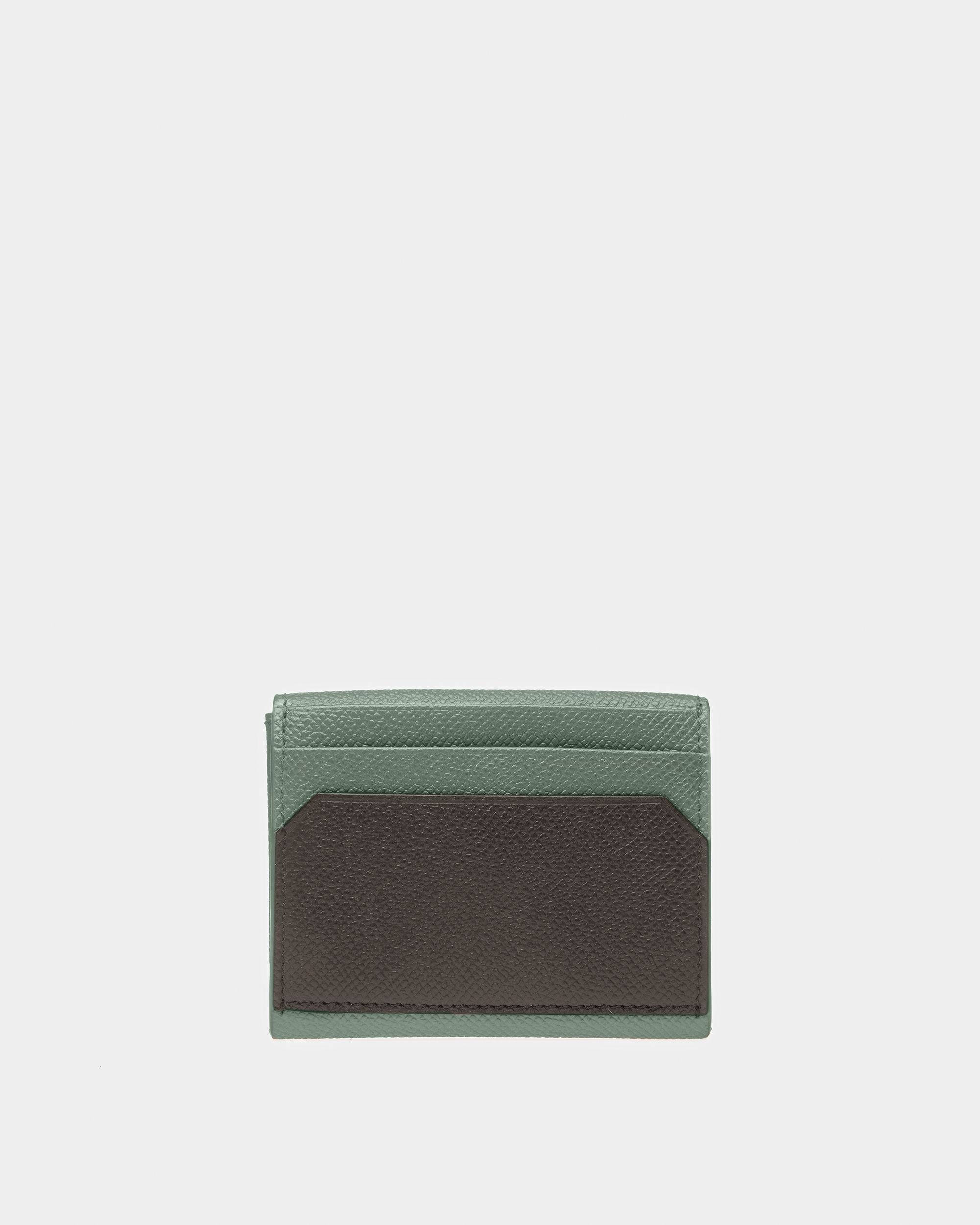 Bylal Leather Business Card Holder In Black And Sage - Men's - Bally - 02