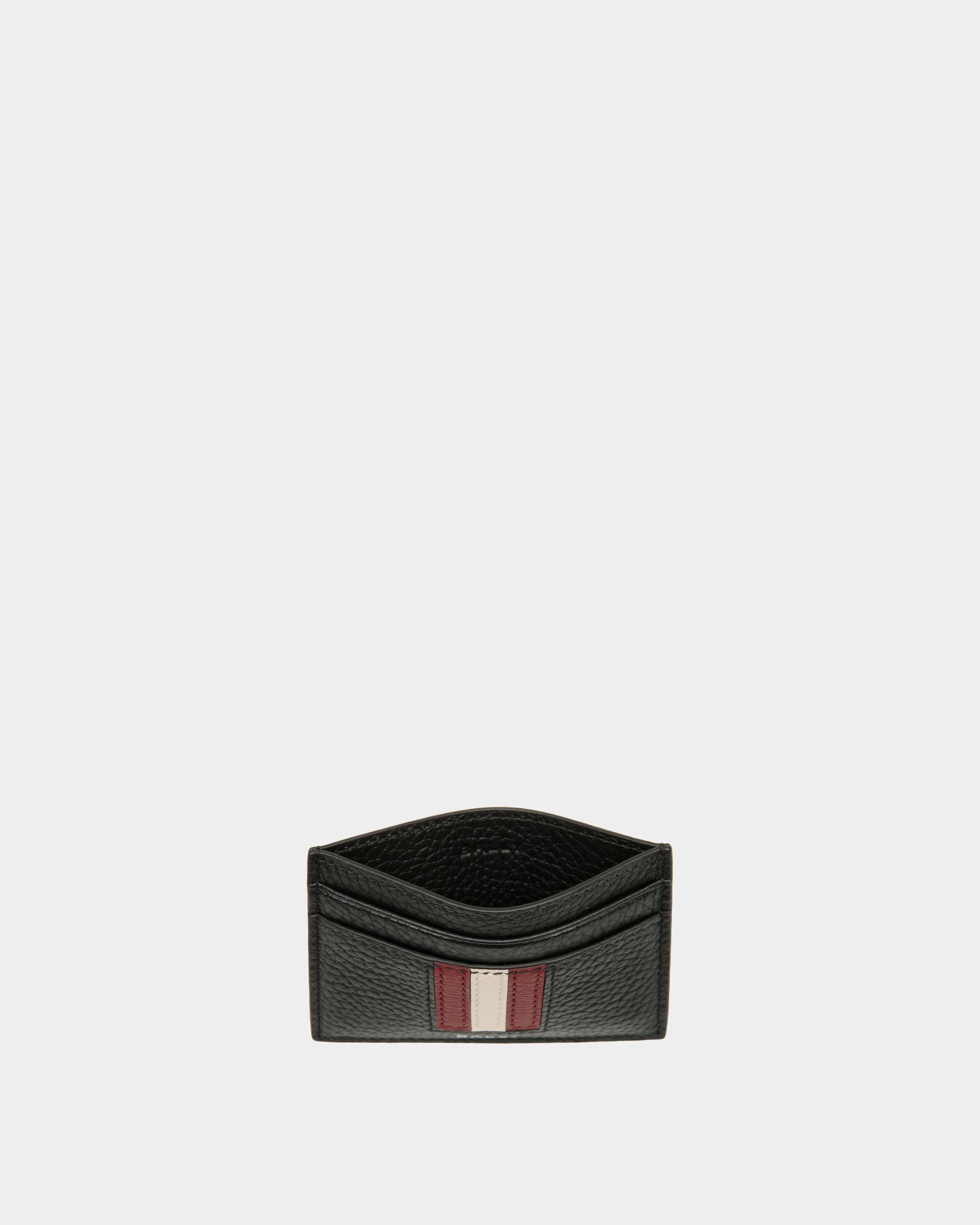 Ribbon Card Holder In Black Grained Leather - Men's - Bally - 03