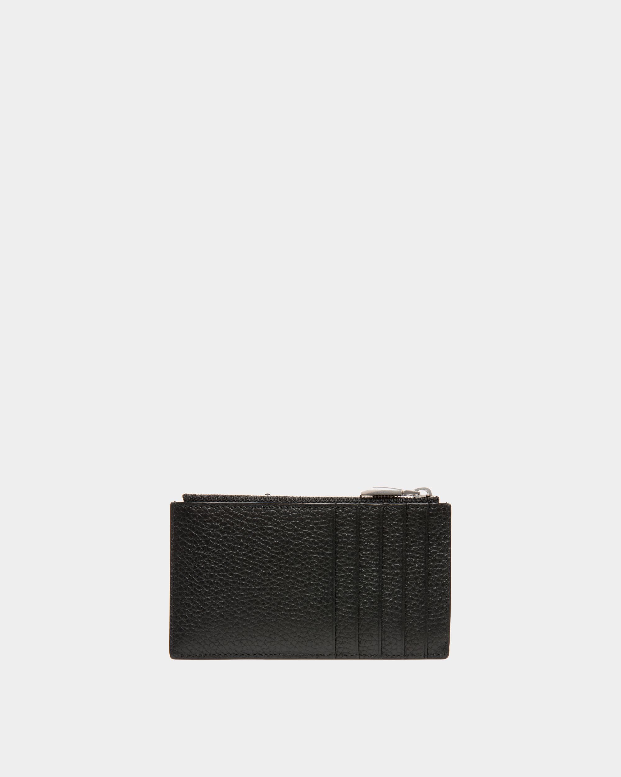 Ribbon Coin Card Holder in Black Leather - Men's - Bally - 02