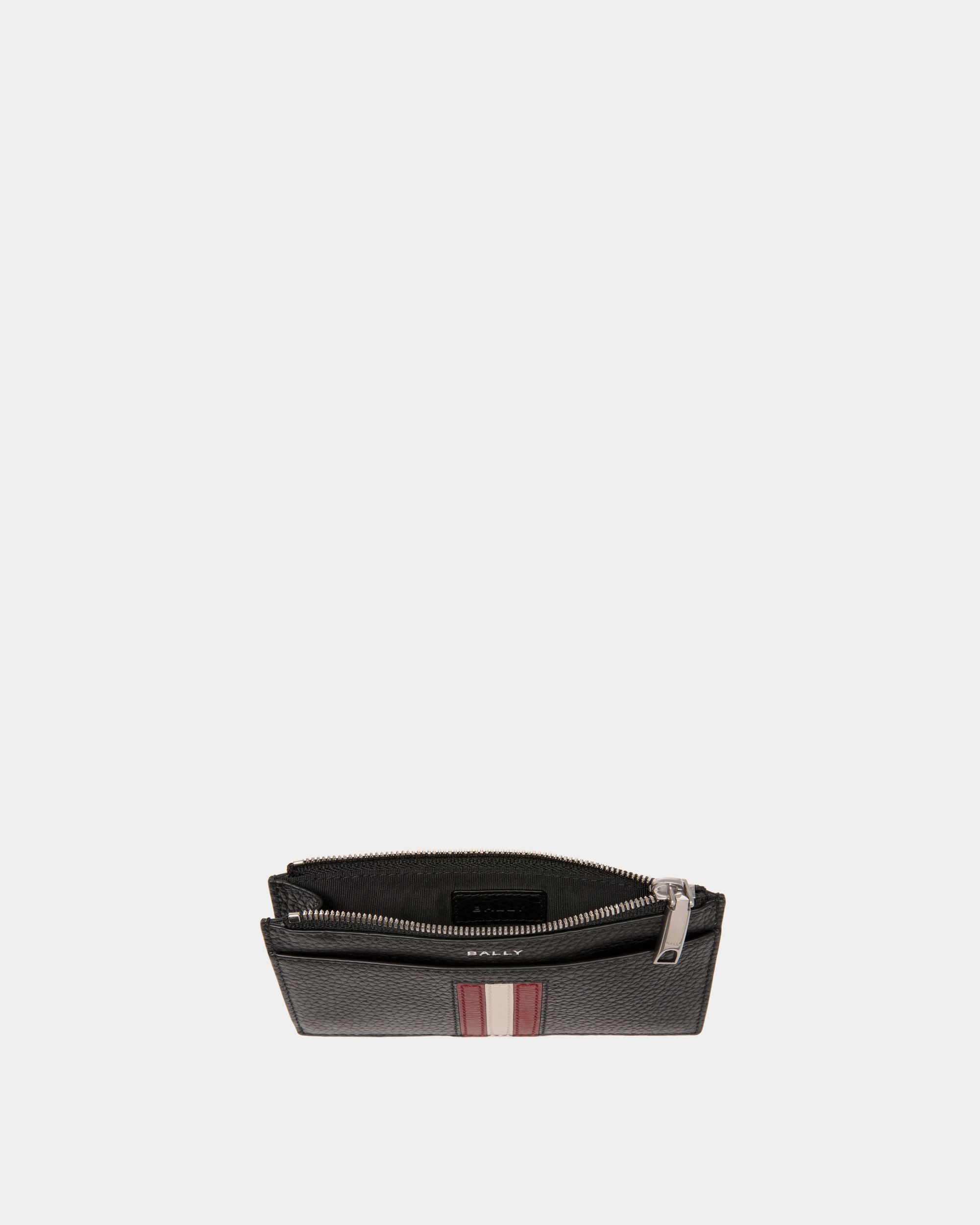 Ribbon Coin Card Holder in Black Leather - Men's - Bally - 03