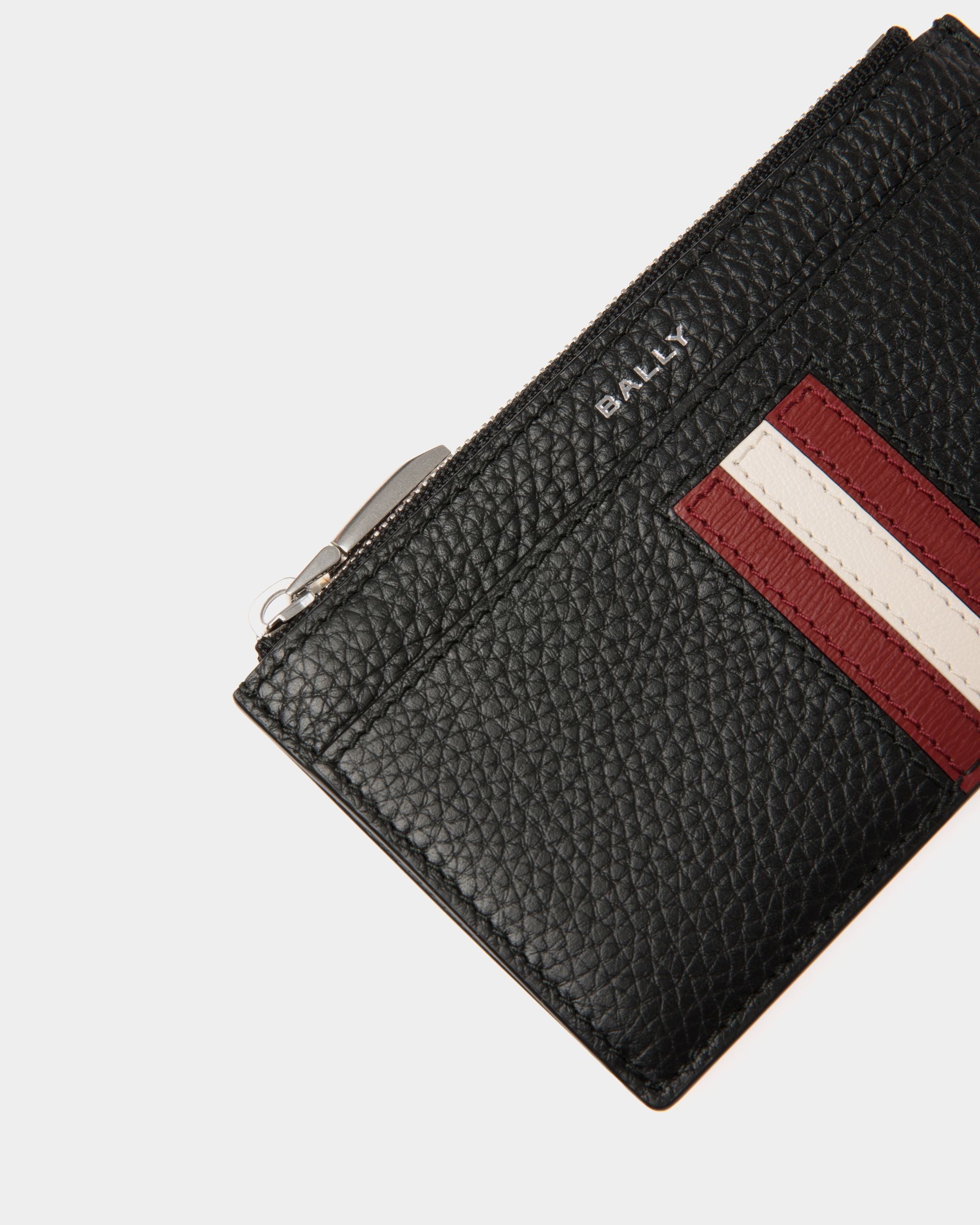 Ribbon Coin Card Holder in Black Leather - Men's - Bally - 04