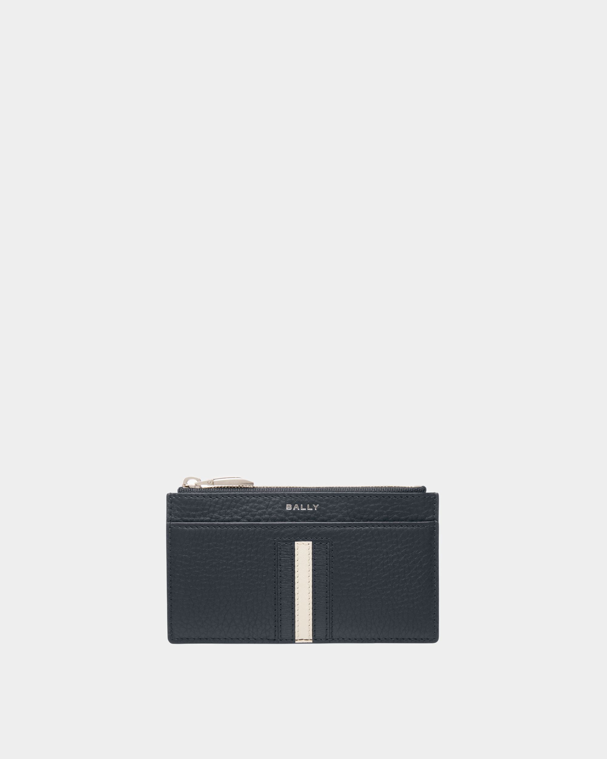 Ribbon Business Card Holder In Midnight Leather - Men's - Bally - 01