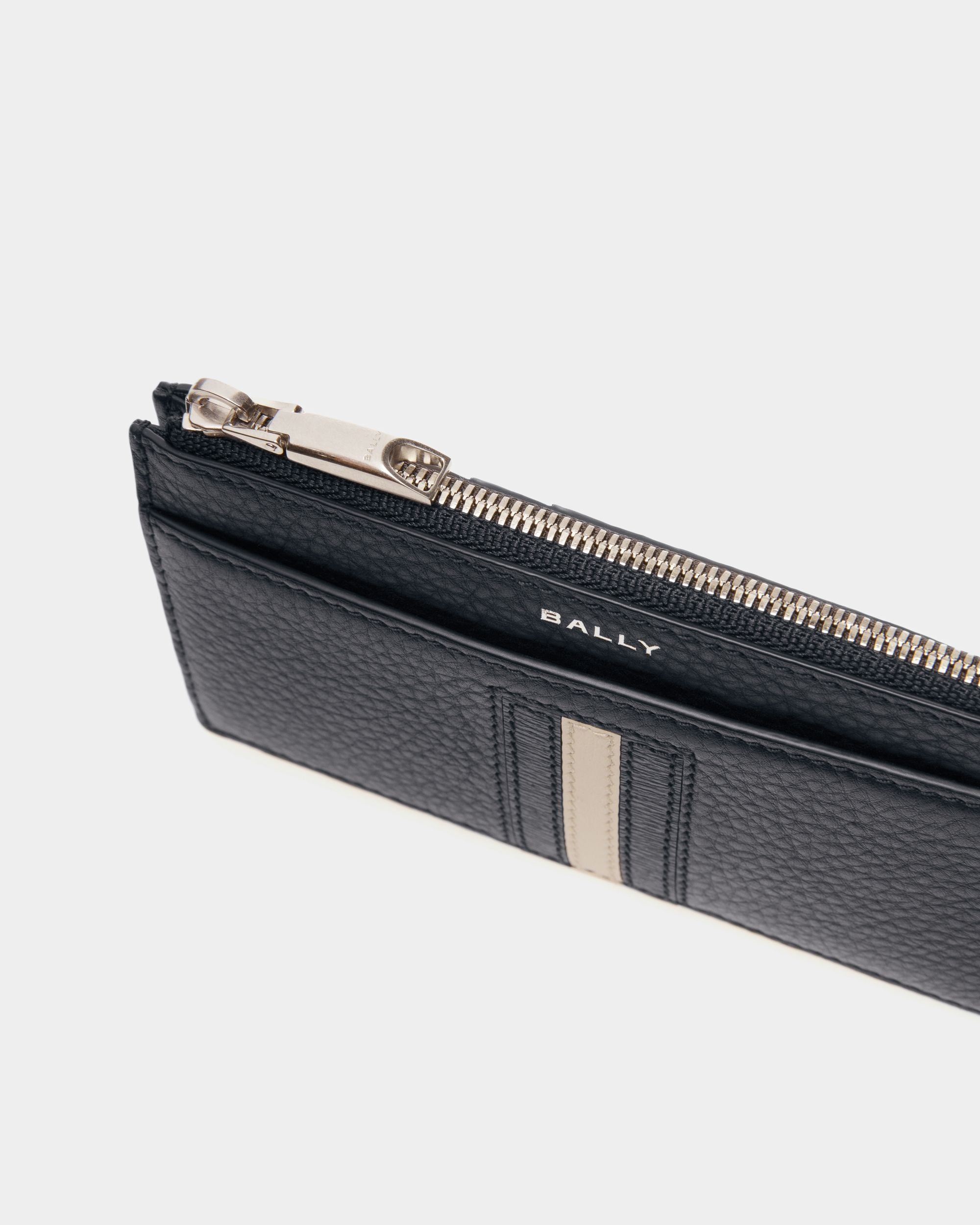 Ribbon Business Card Holder In Midnight Leather - Men's - Bally - 04