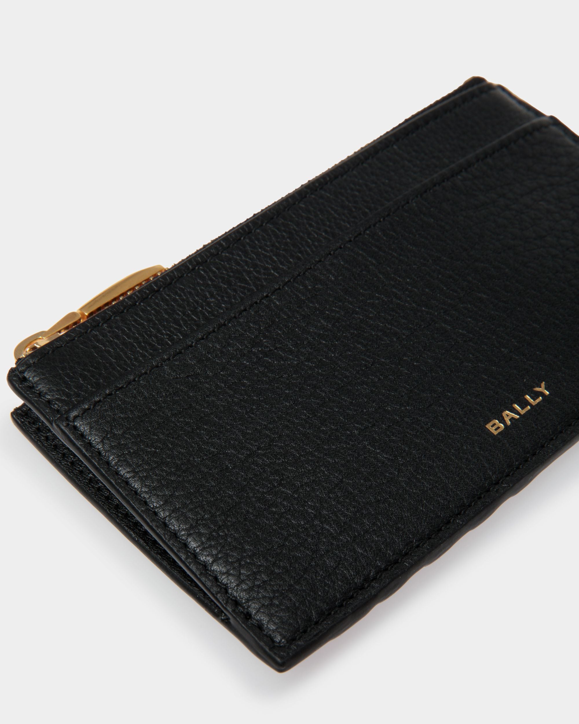 7 CC Zip Card Holder In Black Leather - Men's - Bally - 04