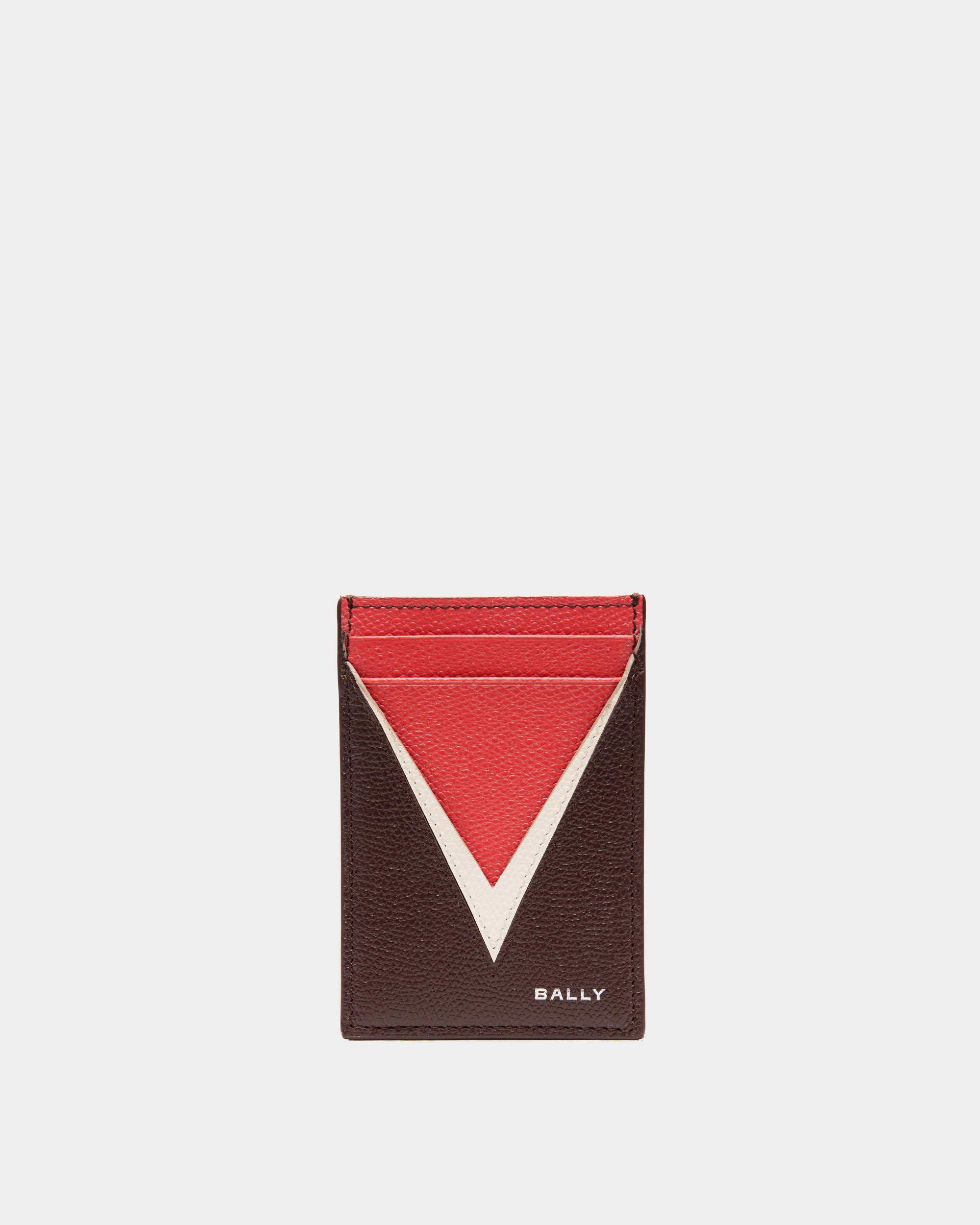 Flag Card Holder In Brown Leather - Men's - Bally - 01