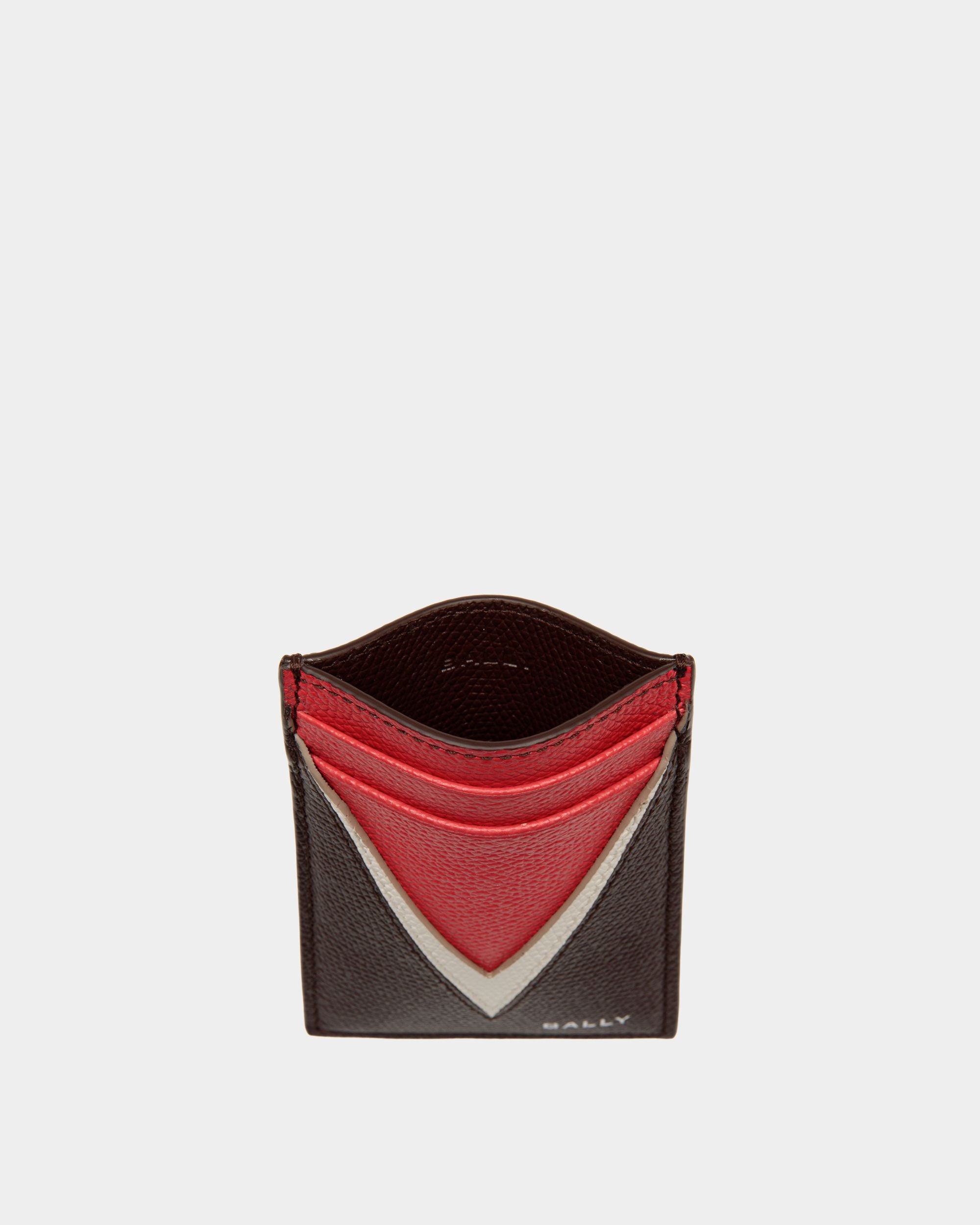 Flag Card Holder In Brown Leather - Men's - Bally - 03