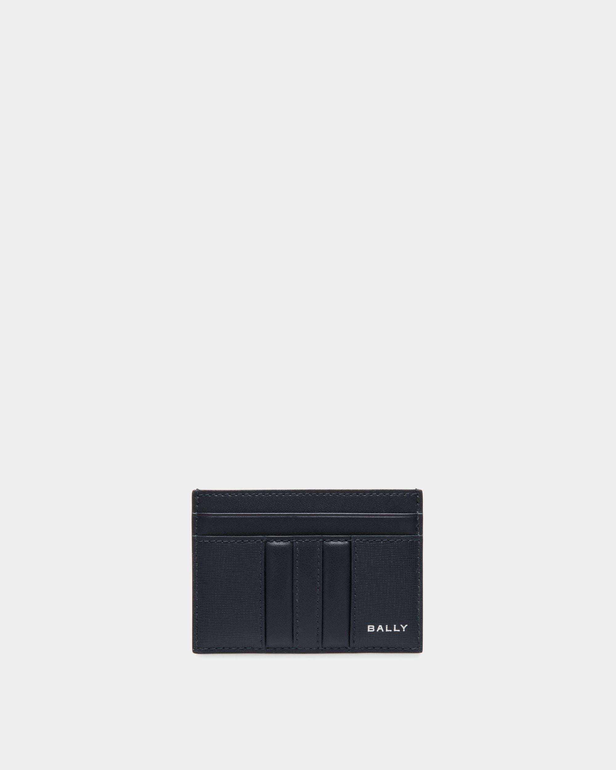 Mythos Card Holder in Navy Blue Recycled Leather - Men's - Bally - 01