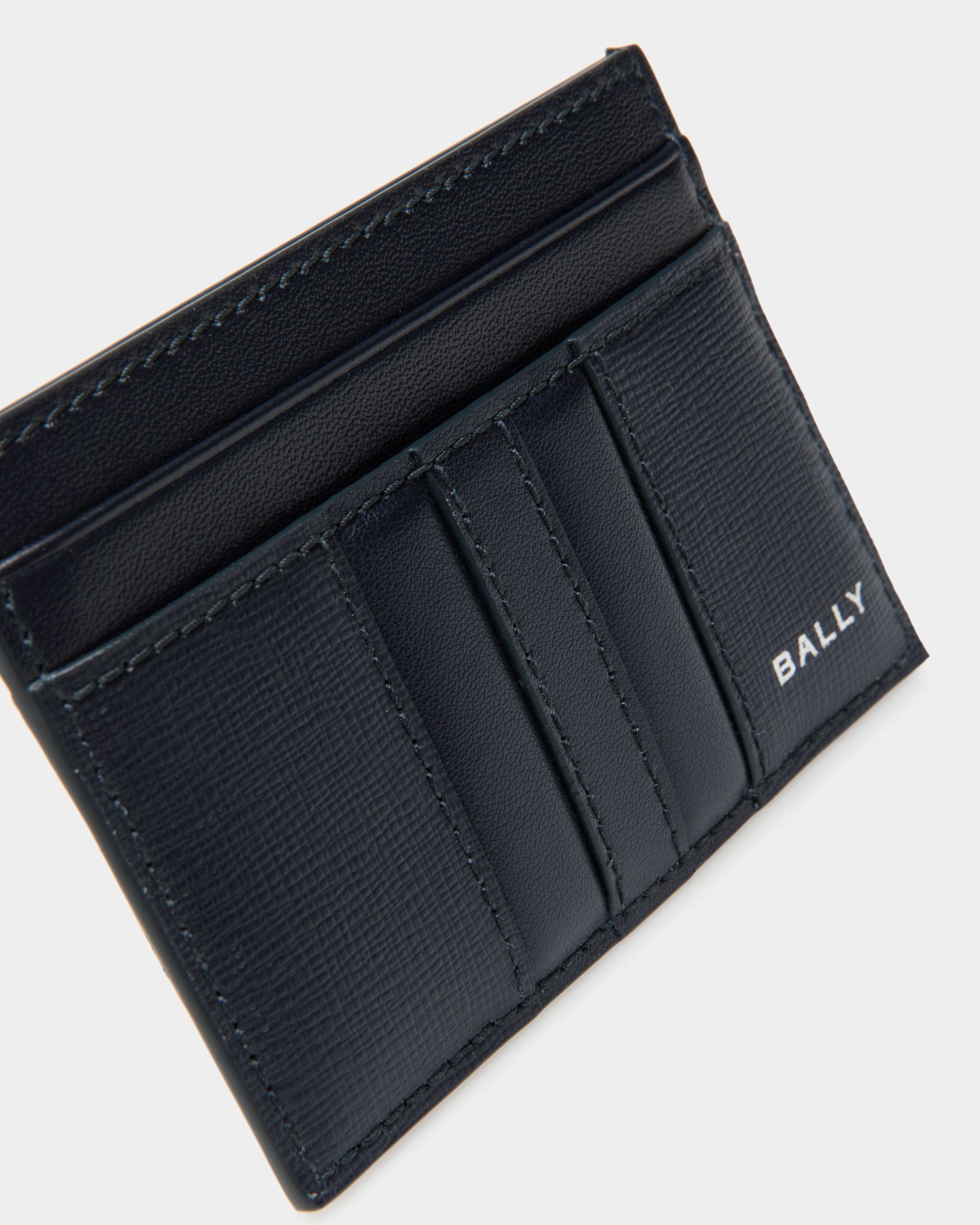 Mythos Card Holder in Navy Blue Recycled Leather - Men's - Bally - 05
