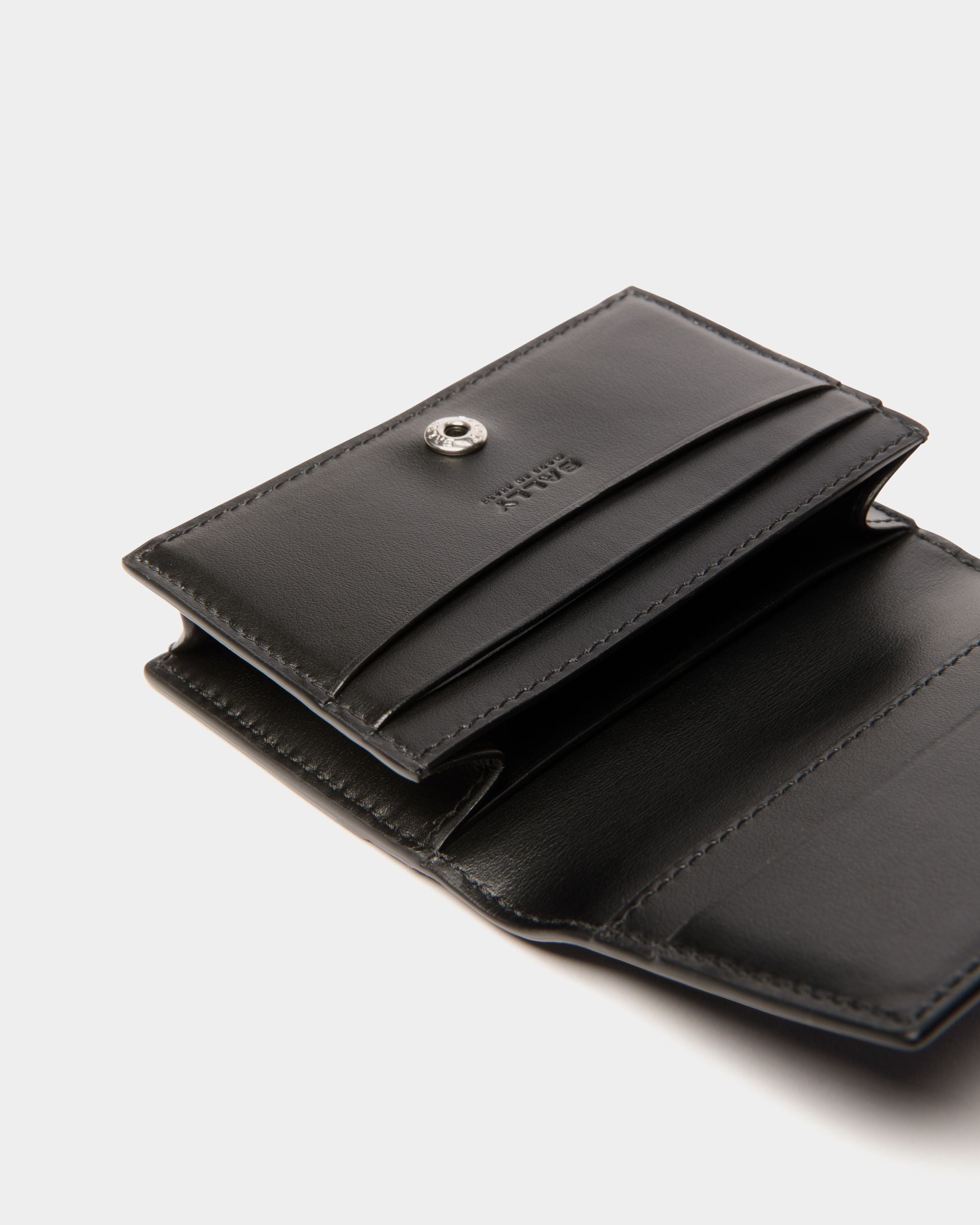 Deco Business Card Holder in Black Leather - Men's - Bally - 04