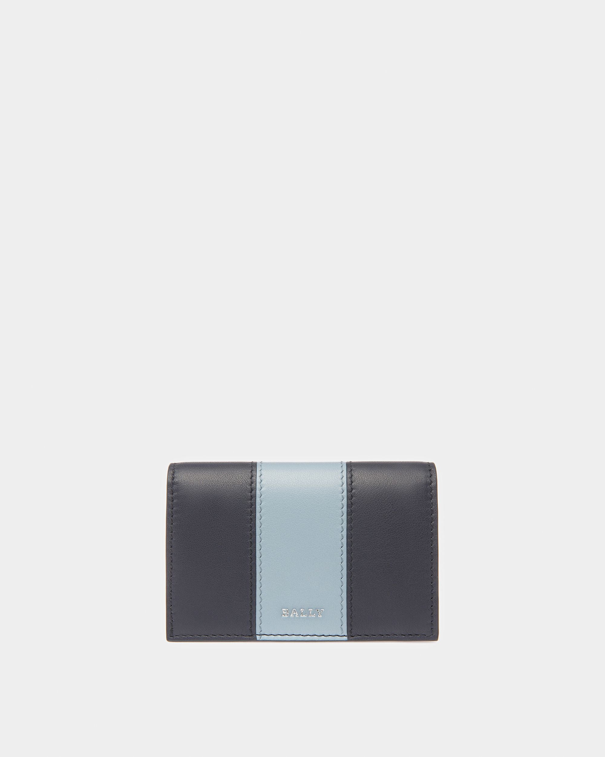 Balee Leather Business Card Holder In Midnight Blue And Light Blue - Men's - Bally - 01