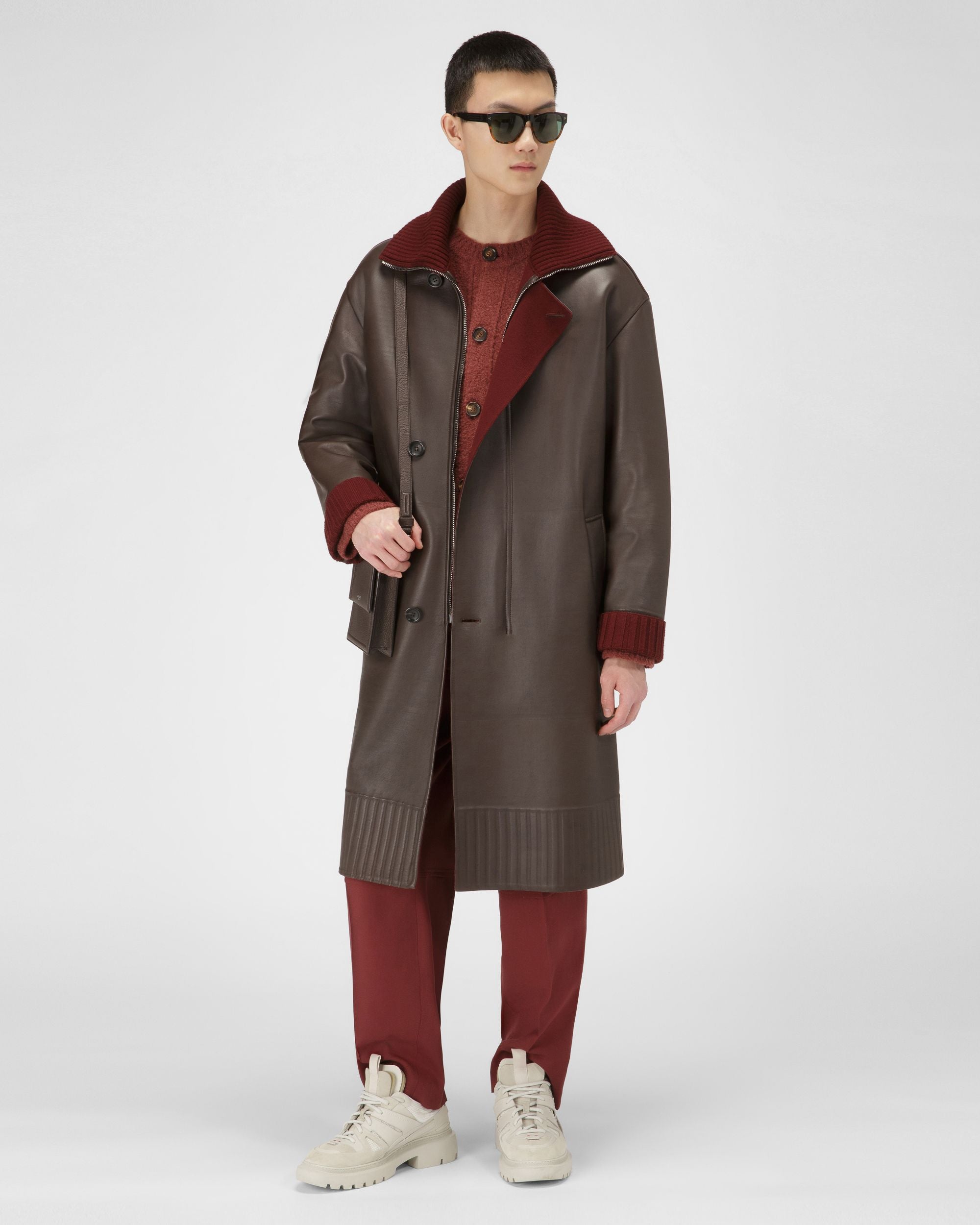Leather Coat In Ebony Brown - Men's - Bally - 07