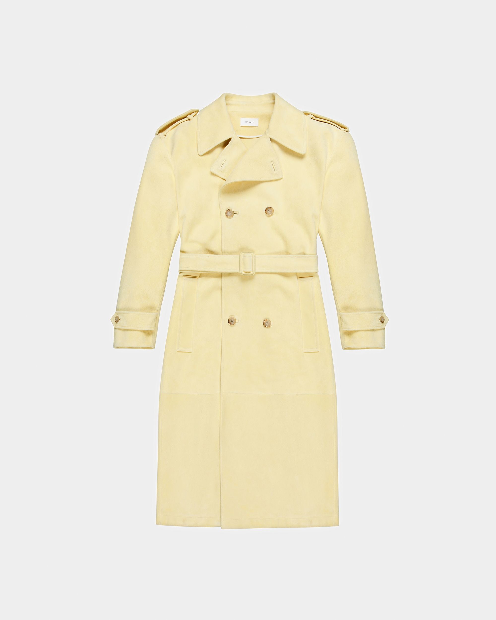 Leather Belted Trench Coat In Yellow - Men's - Bally - 06
