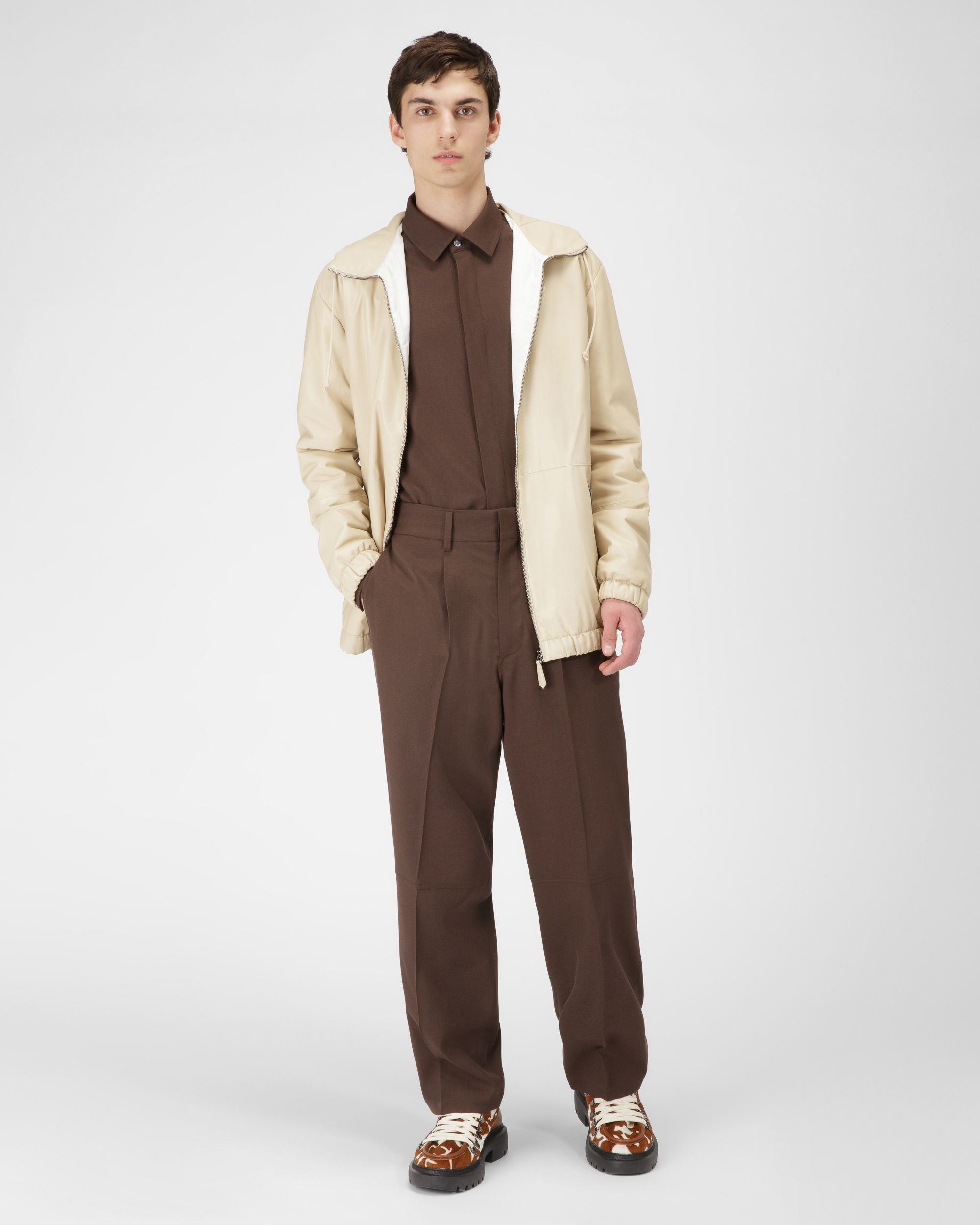 Leather Jacket In Beige - Men's - Bally - 04