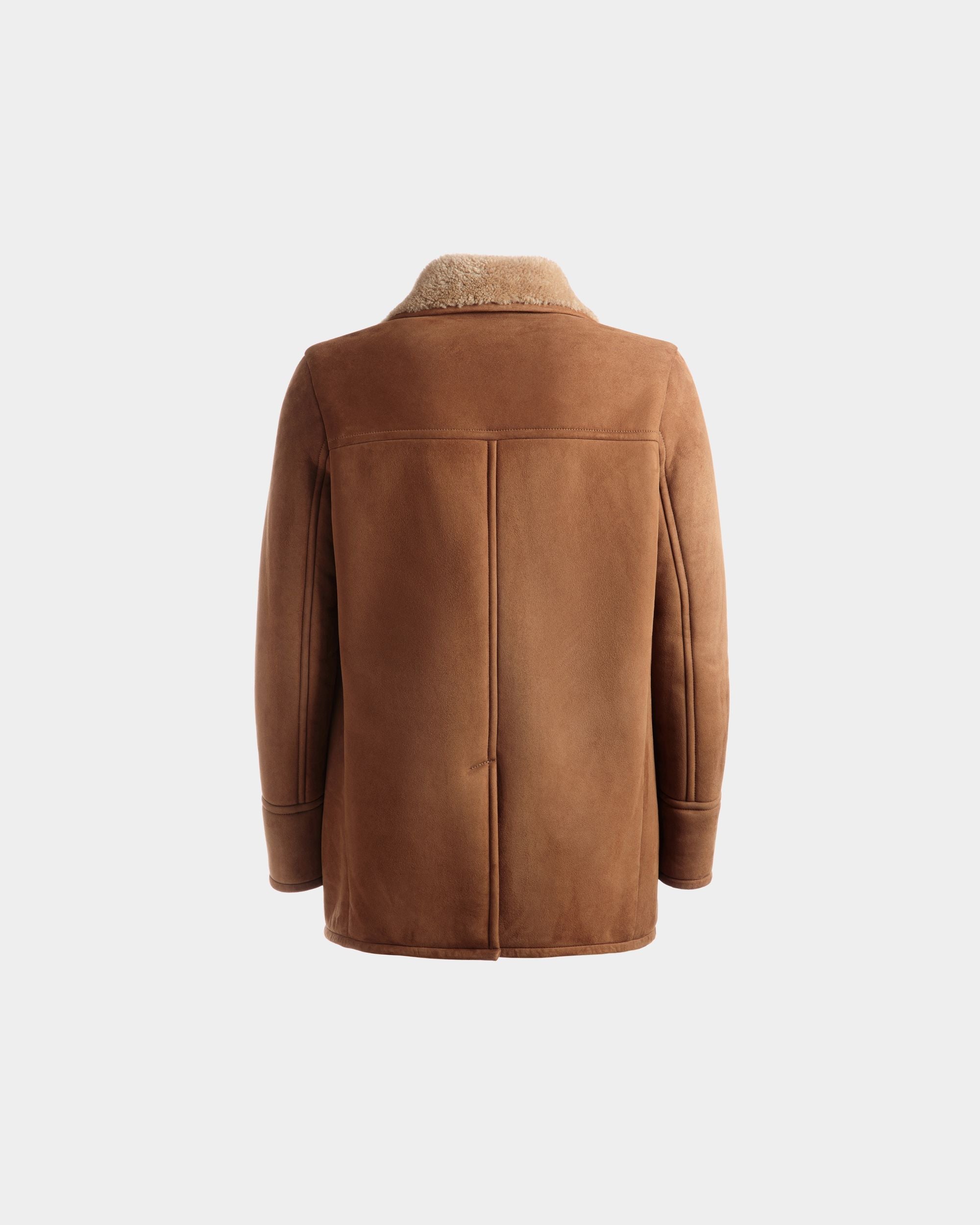 Double Breasted Shearling Coat In Brown Suede - Men's - Bally - 07