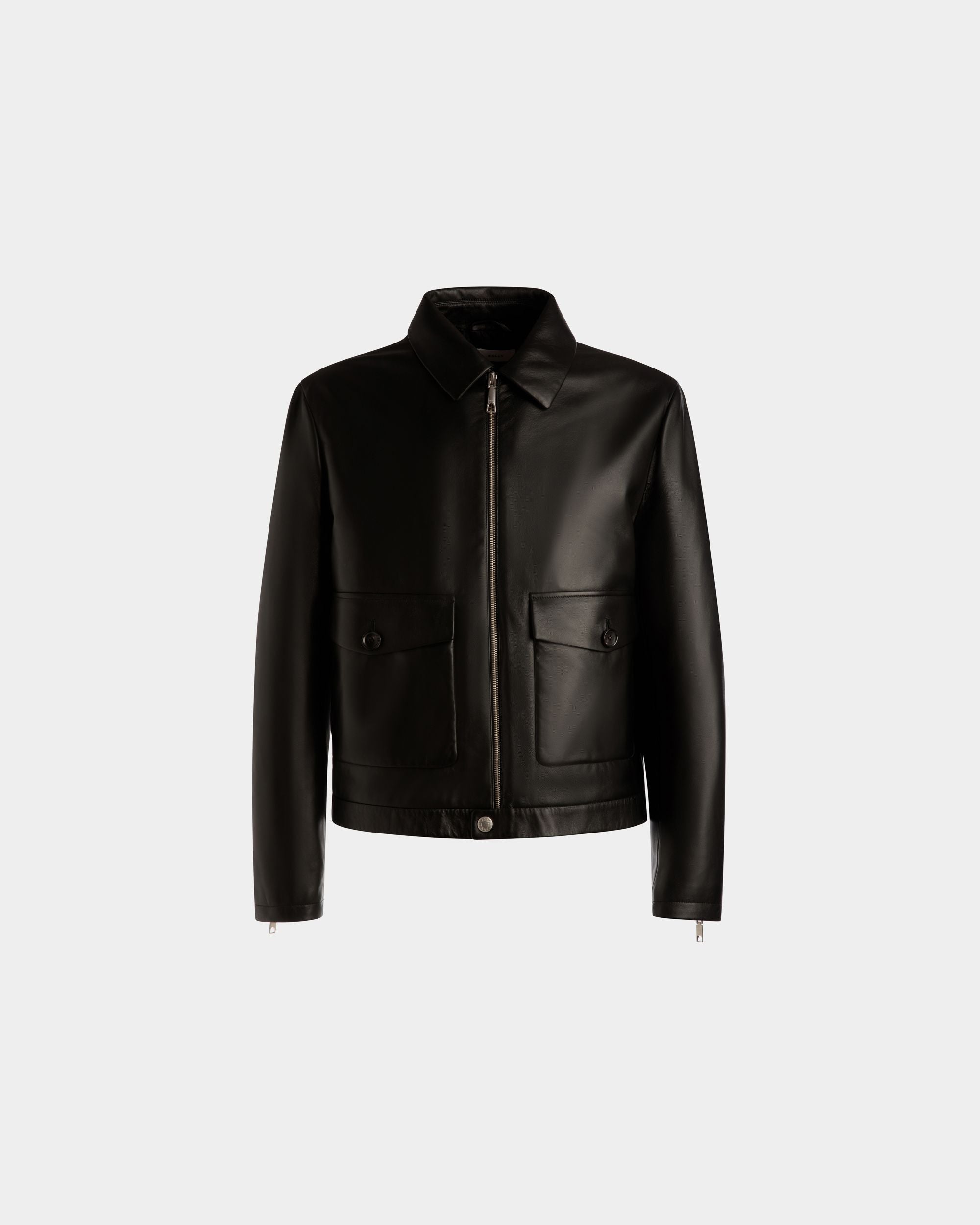 Bomber Jacket In Black Leather - Men's - Bally - 01