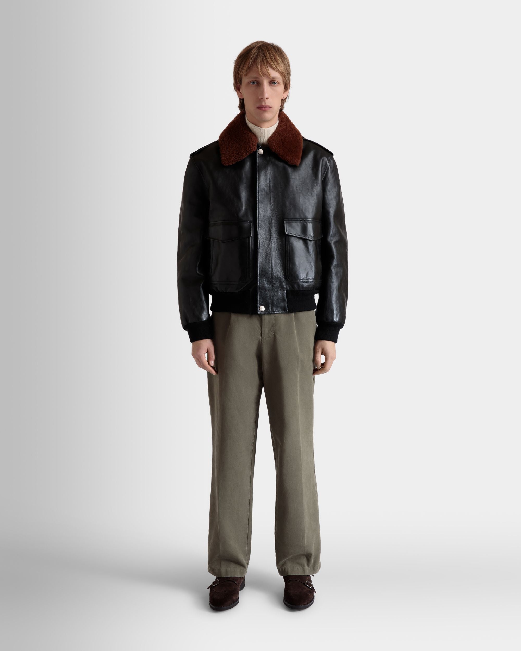 Aviator Jacket In Black Leather - Men's - Bally - 02