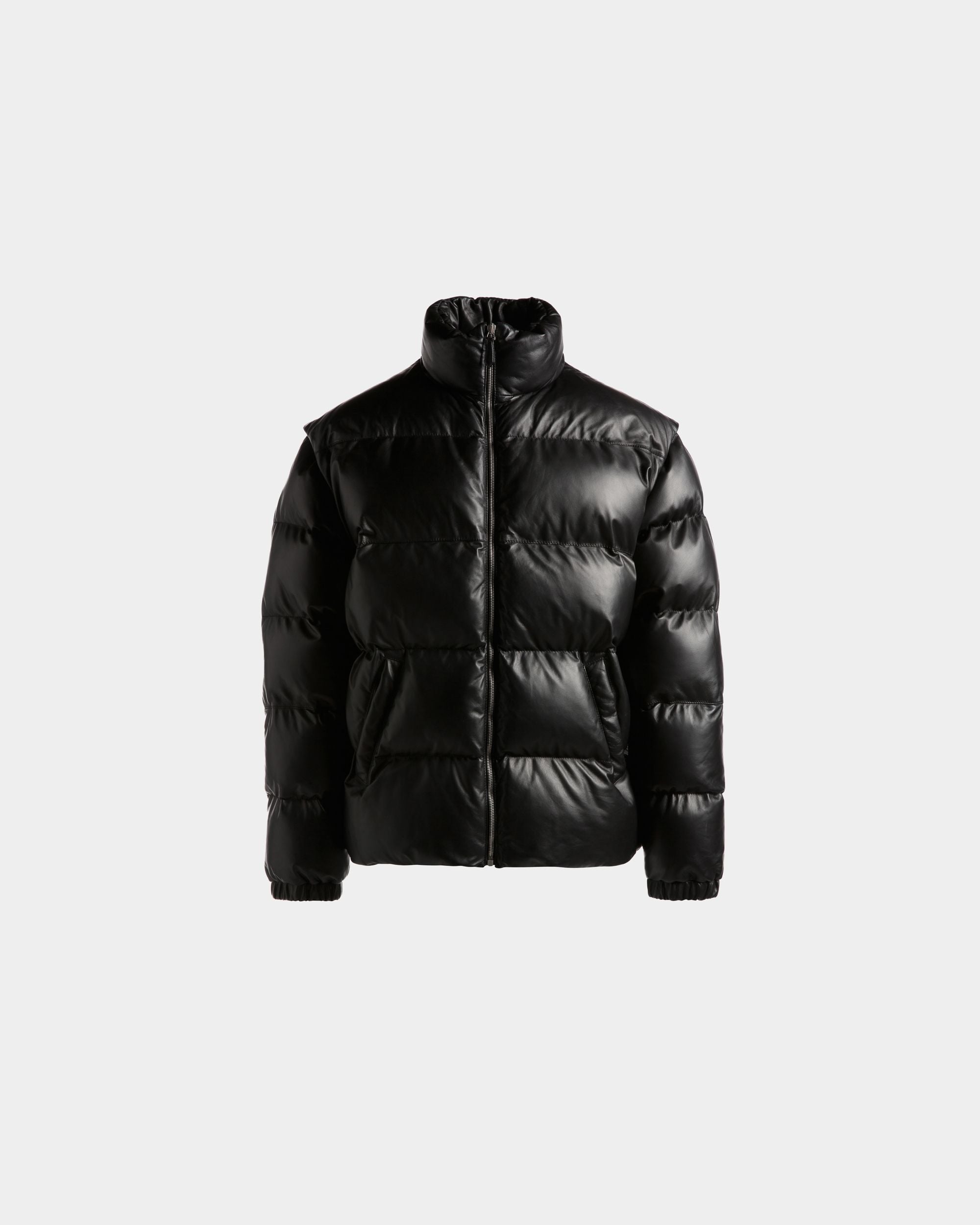 2-in-1 Puffer Jacket in Black Leather - Men's - Bally - 01