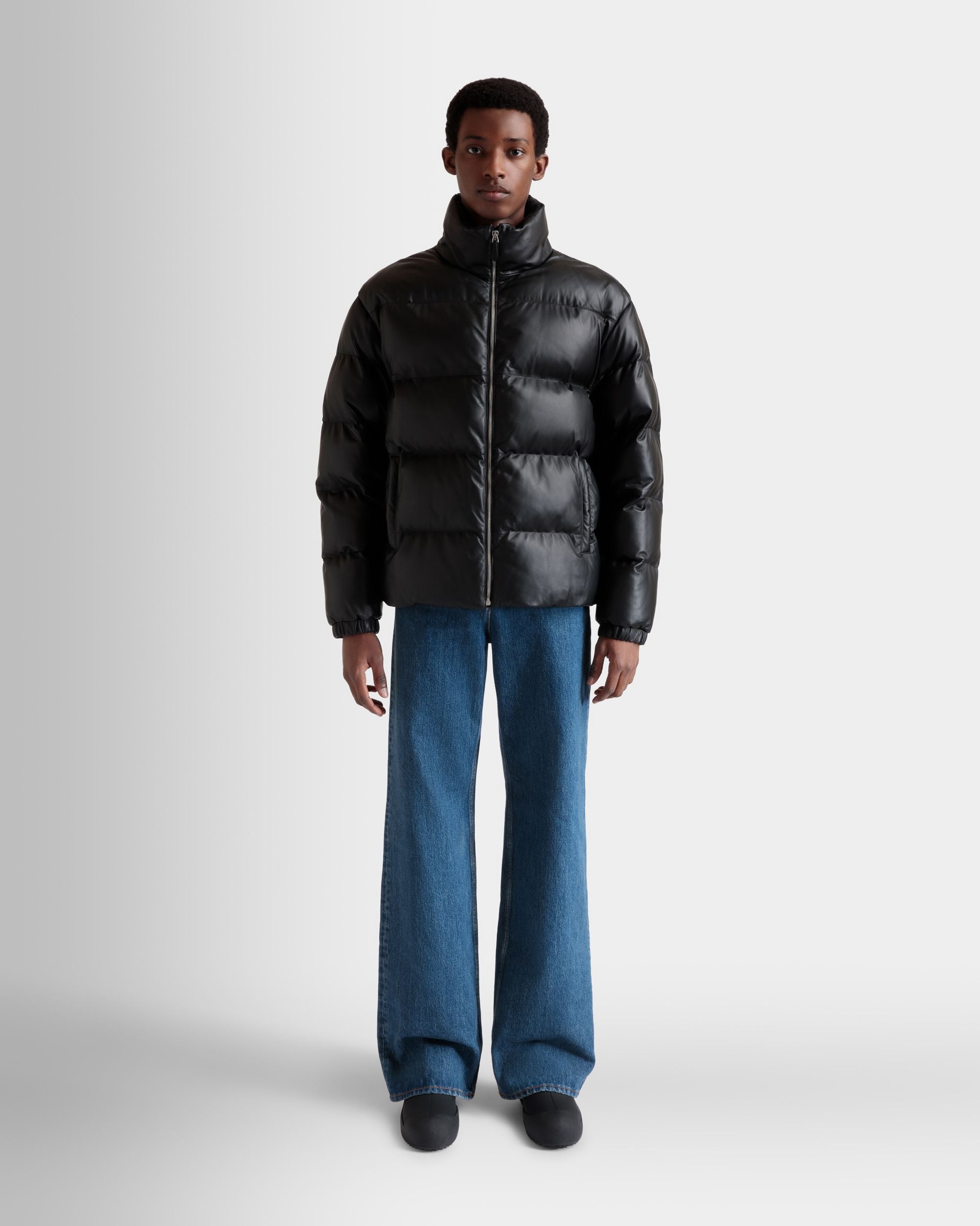2-in-1 Puffer Jacket in Black Leather - Men's - Bally - 02