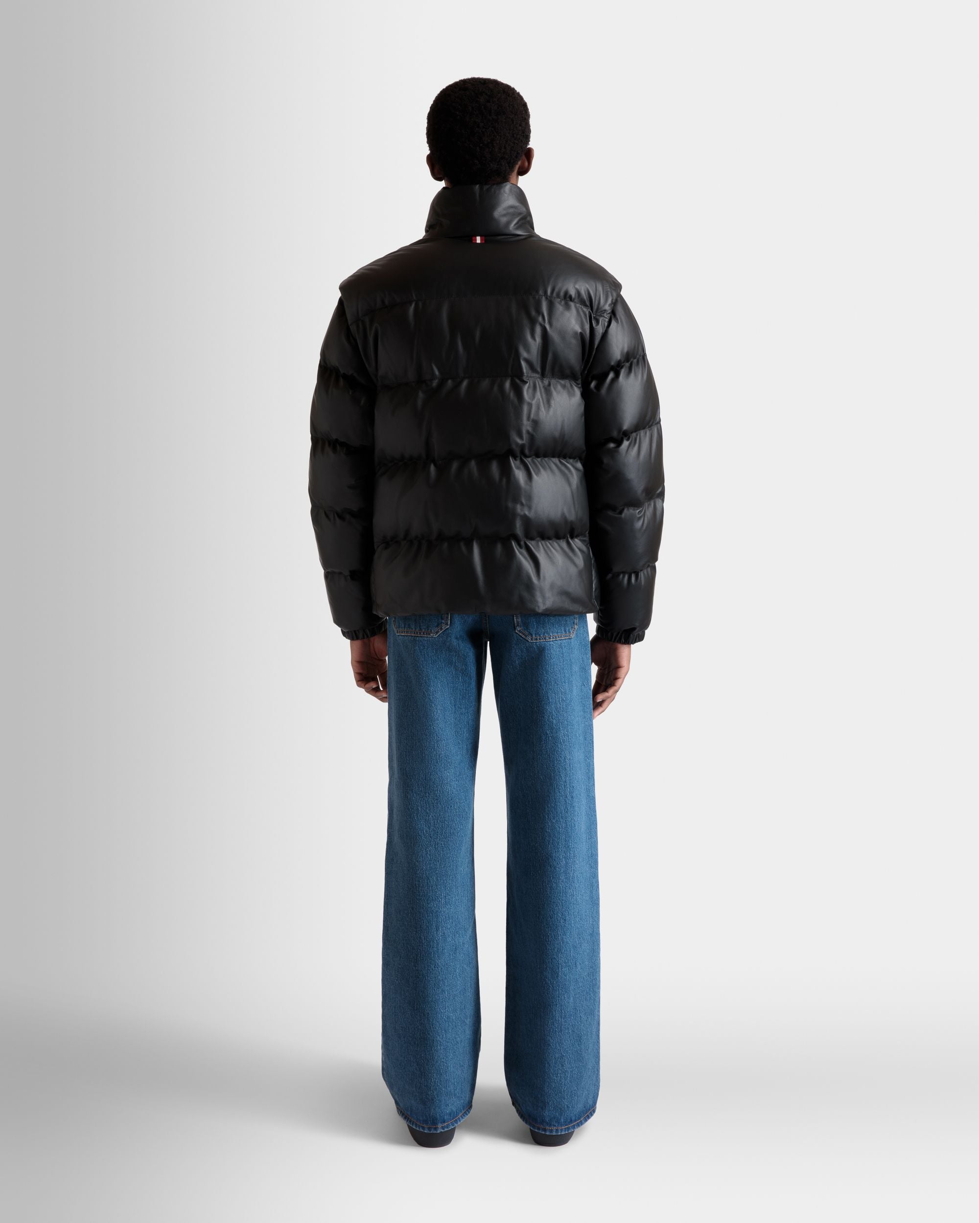 2-in-1 Puffer Jacket in Black Leather - Men's - Bally - 06