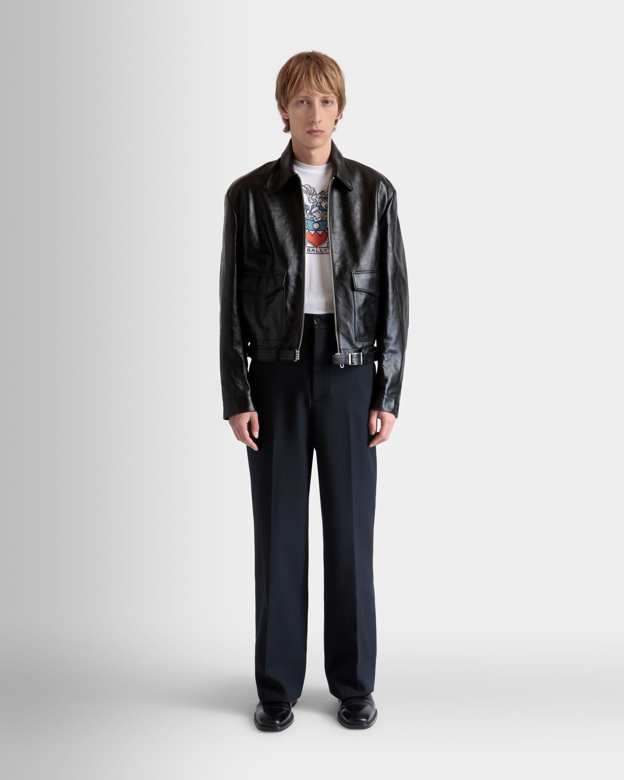 Shirt Jacket In Black Leather - Men's - Bally - 02