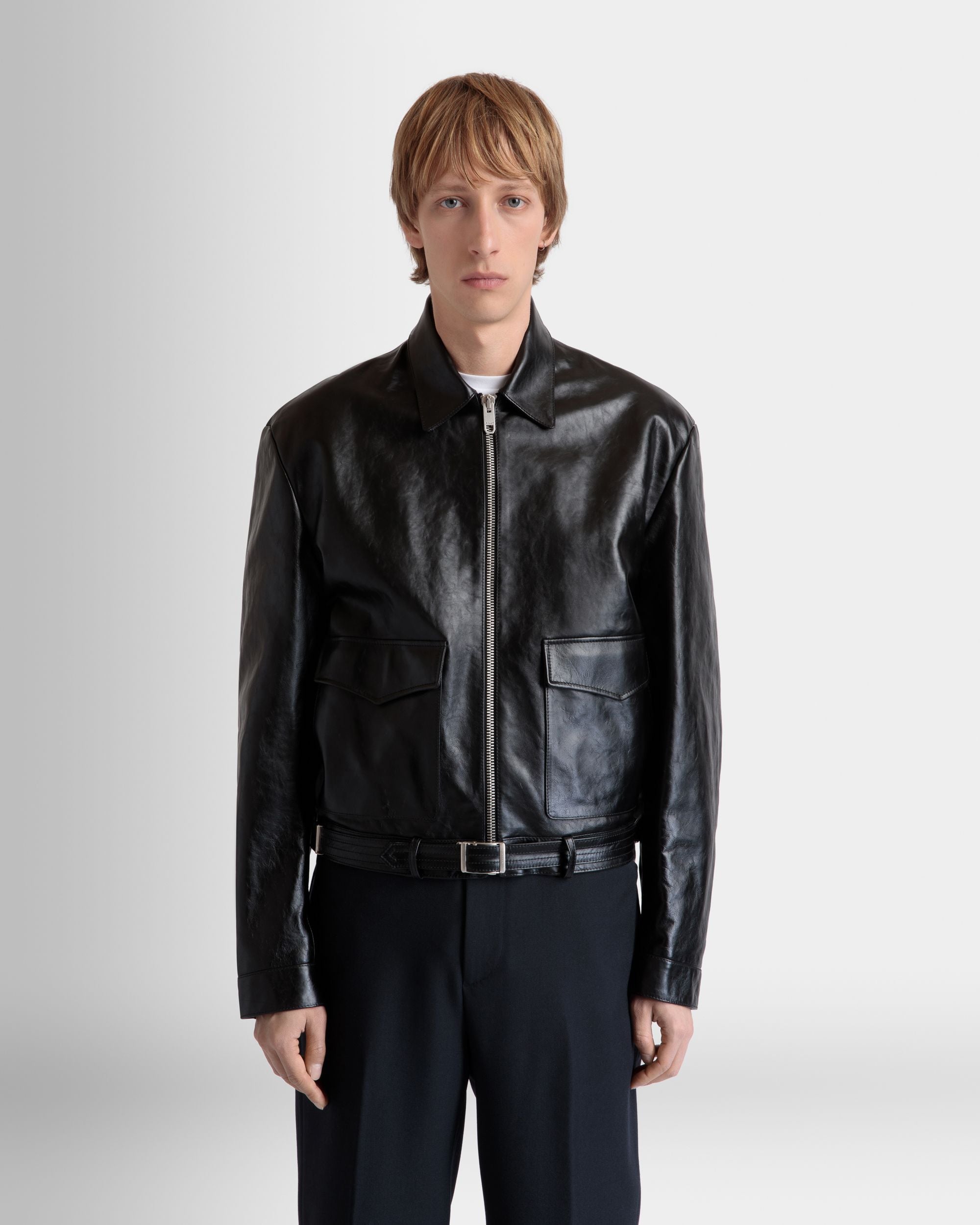 Shirt Jacket In Black Leather - Men's - Bally - 03
