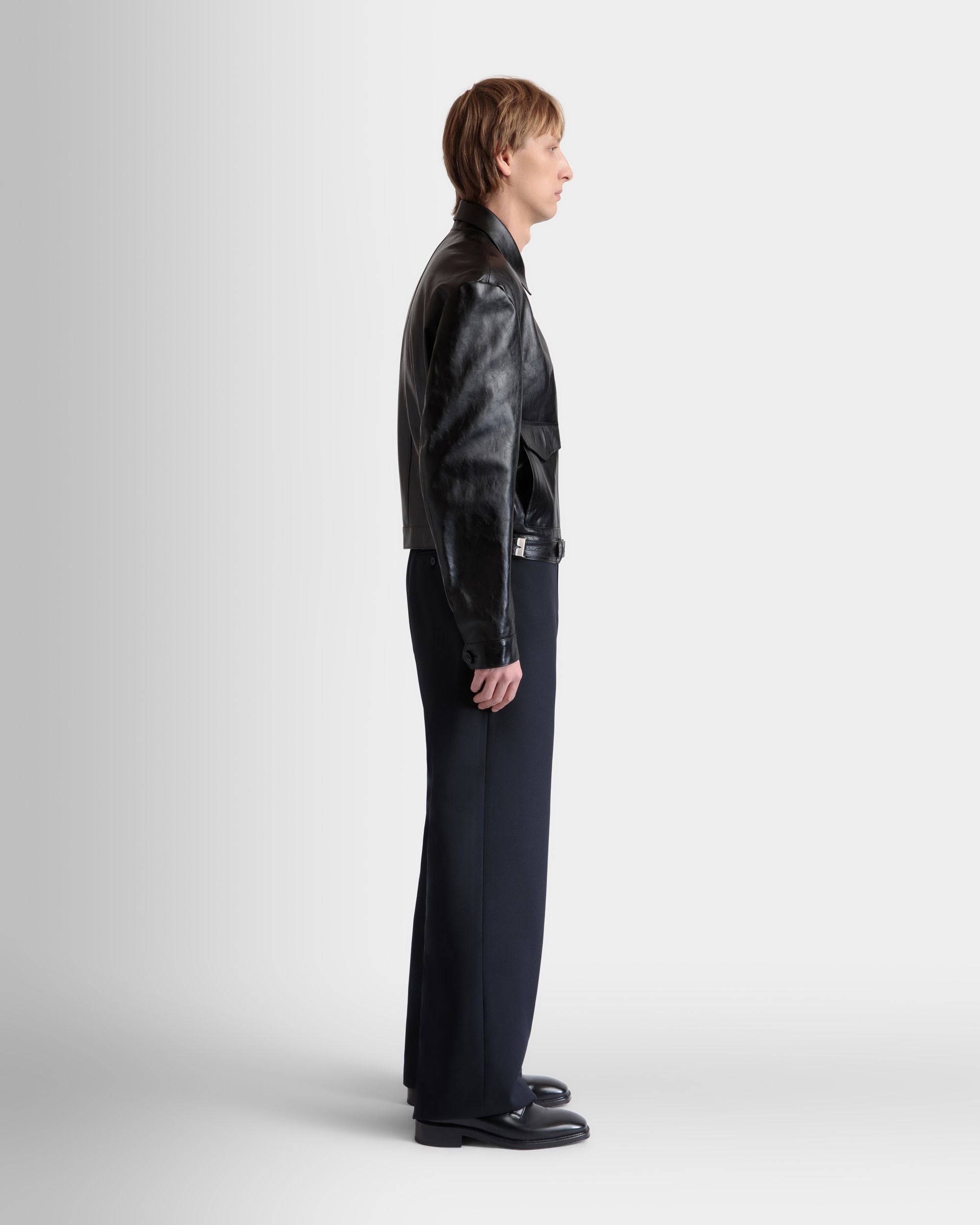Shirt Jacket In Black Leather - Men's - Bally - 05