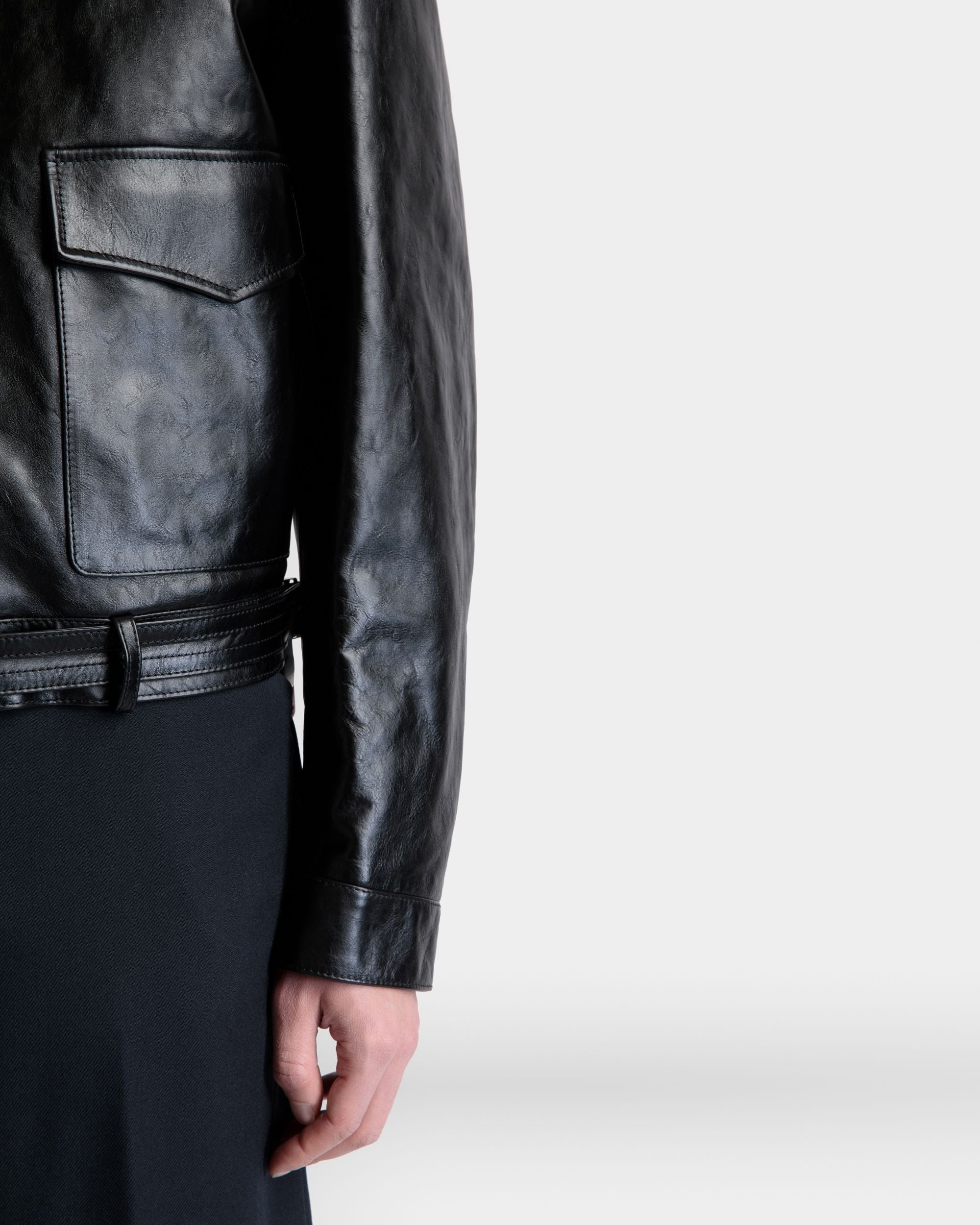 Shirt Jacket In Black Leather - Men's - Bally - 08