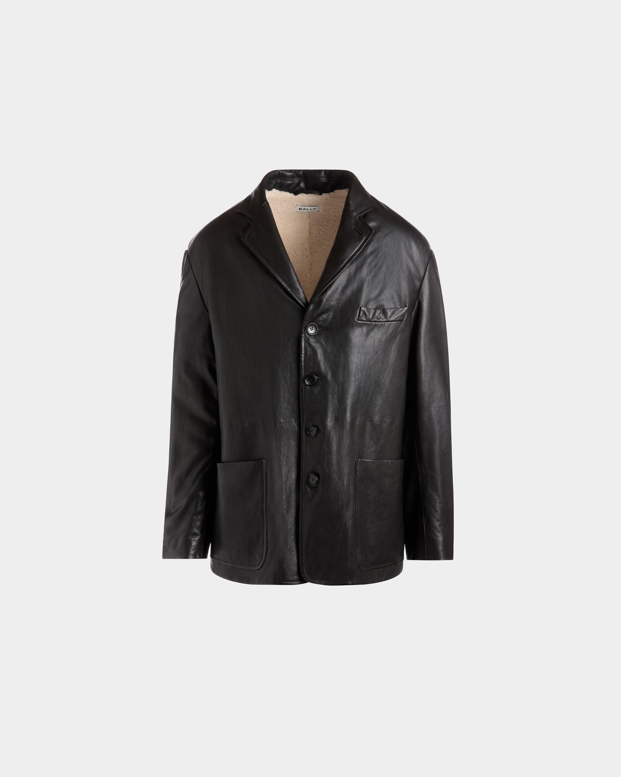 Blazer With Shearling Lining In Black Leather - Men's - Bally - 01