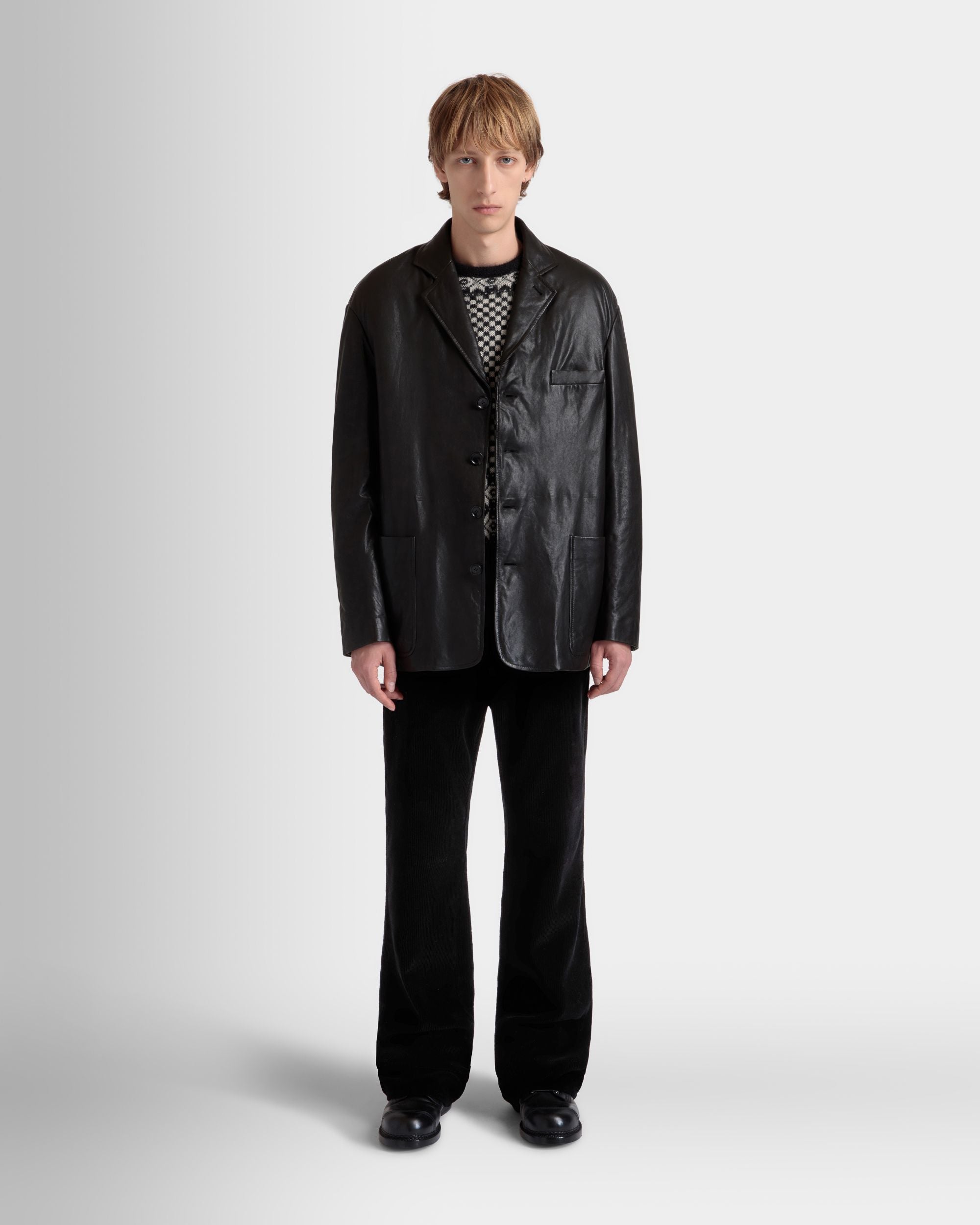Blazer With Shearling Lining In Black Leather - Men's - Bally - 02