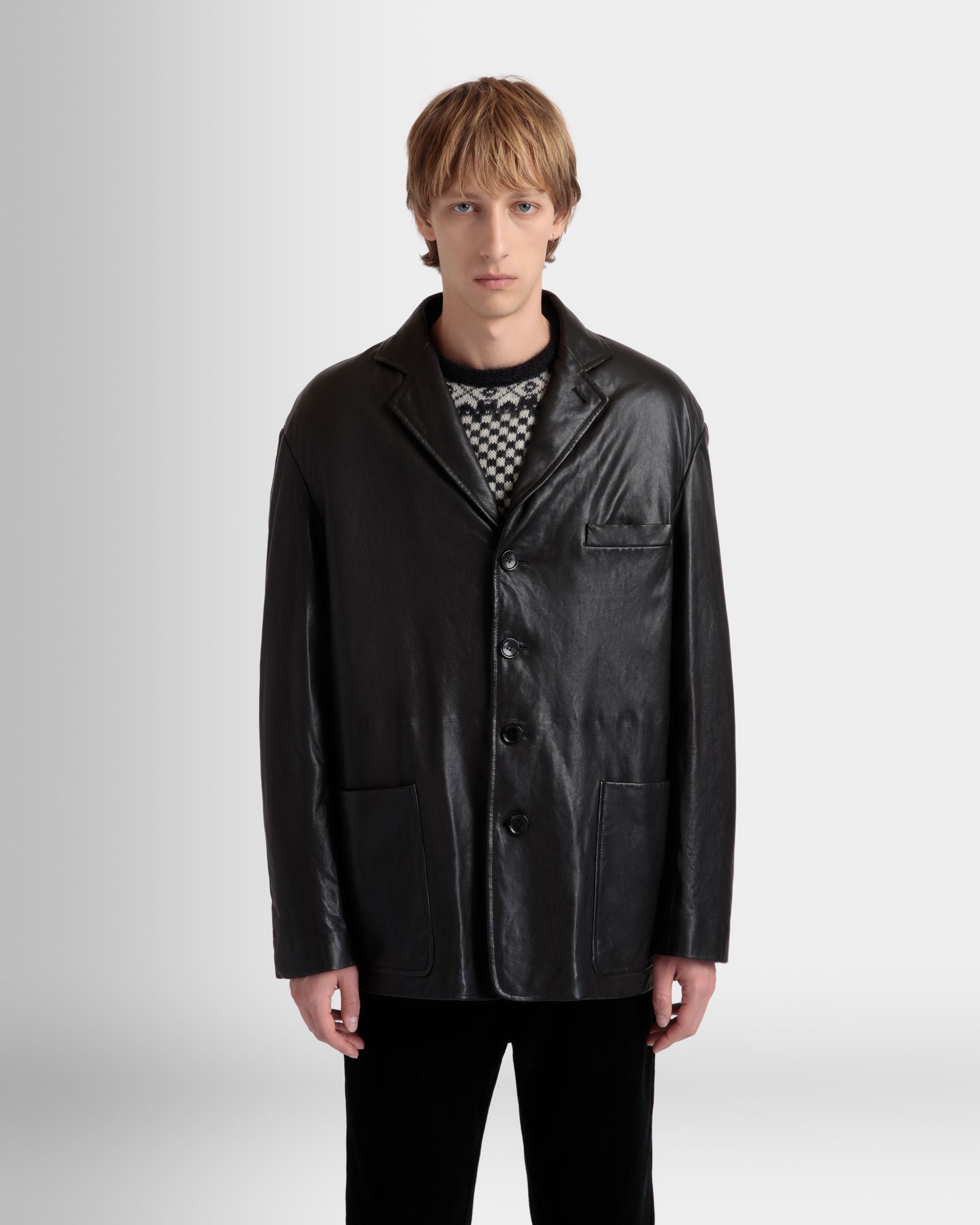 Blazer With Shearling Lining In Black Leather - Men's - Bally - 03