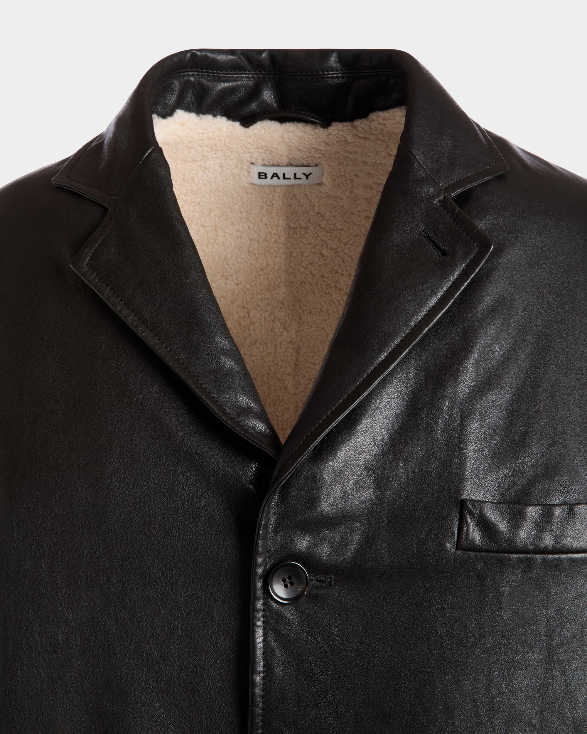 Blazer With Shearling Lining In Black Leather - Men's - Bally - 04