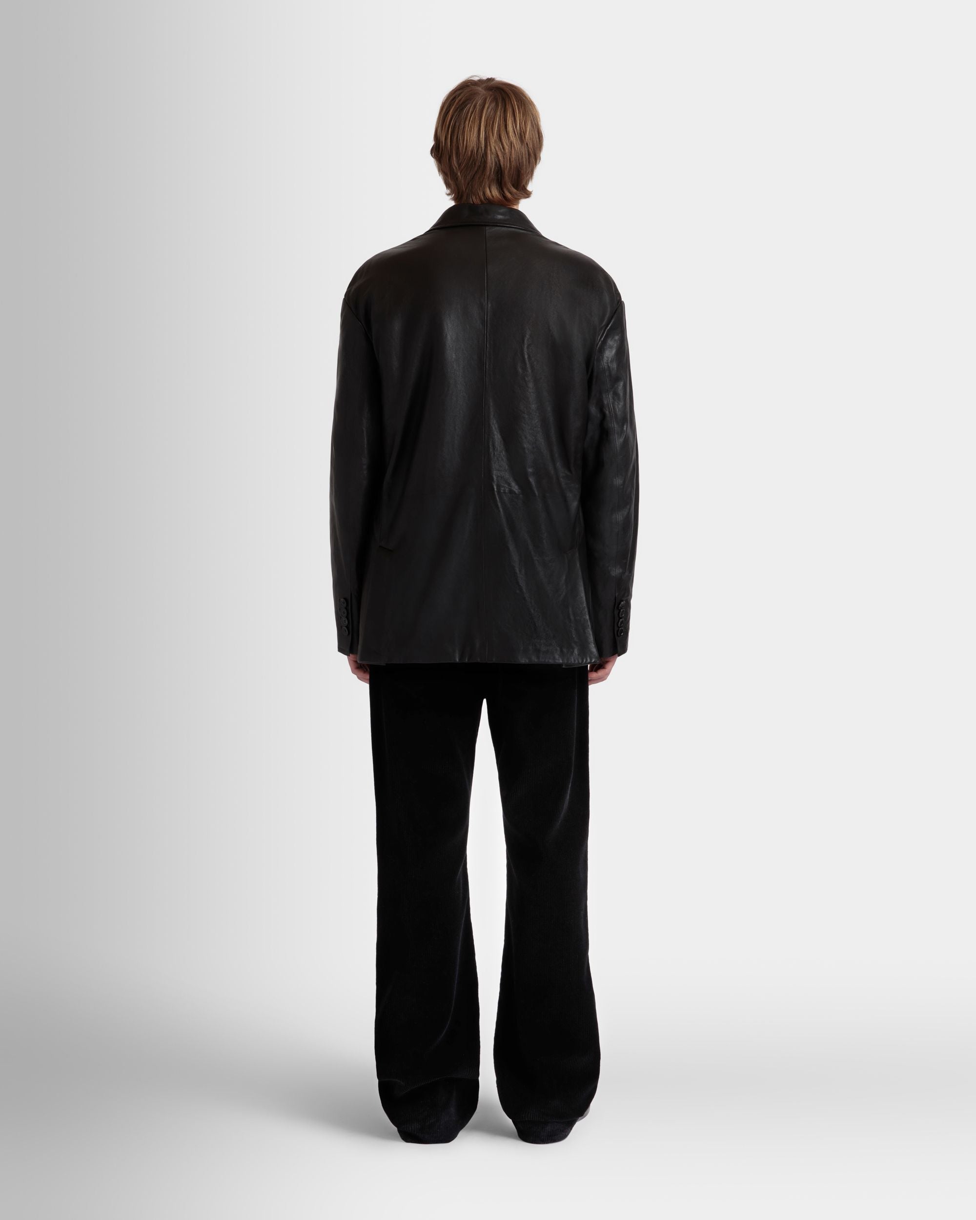 Blazer With Shearling Lining In Black Leather - Men's - Bally - 06